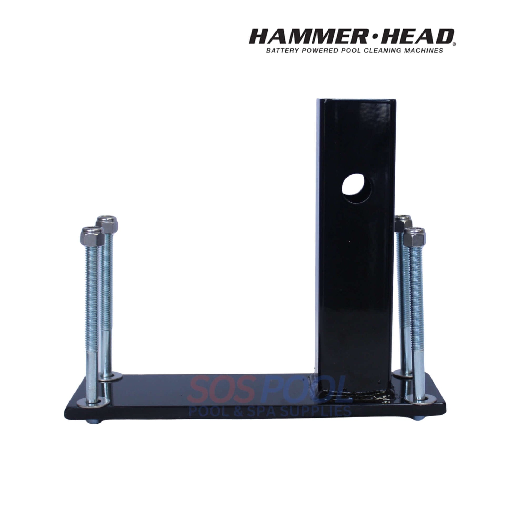 HammerHead Cleaner 2" Hitch Adapter With U-Bolt | HH1301 in black with U-bolts, designed for 2-inch hitch receivers, from SOS Pool.