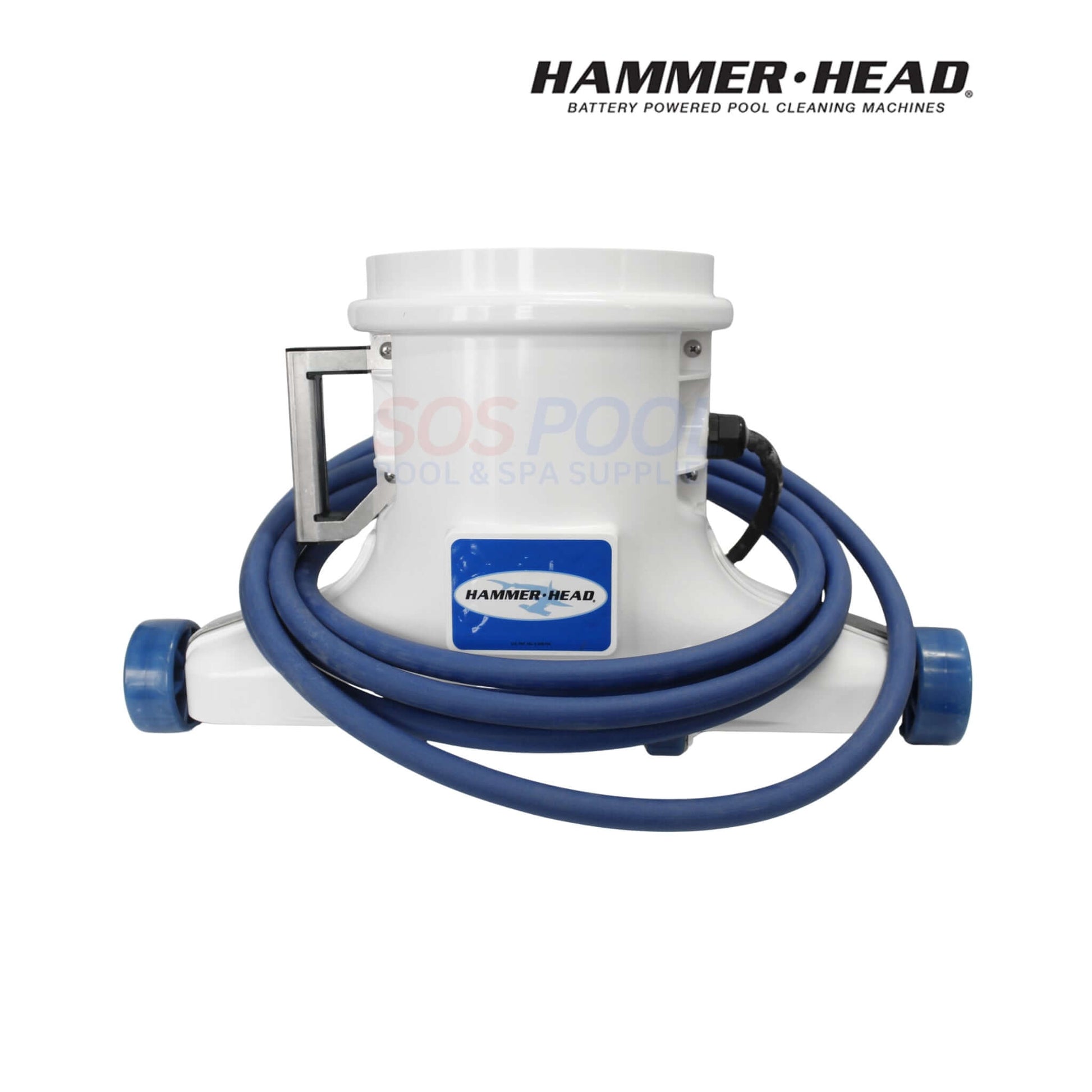 HammerHead Remora Portable Pool Vacuum | XR1600 in white with blue hose, ideal for efficient pool cleaning. SOS Pool supplies.