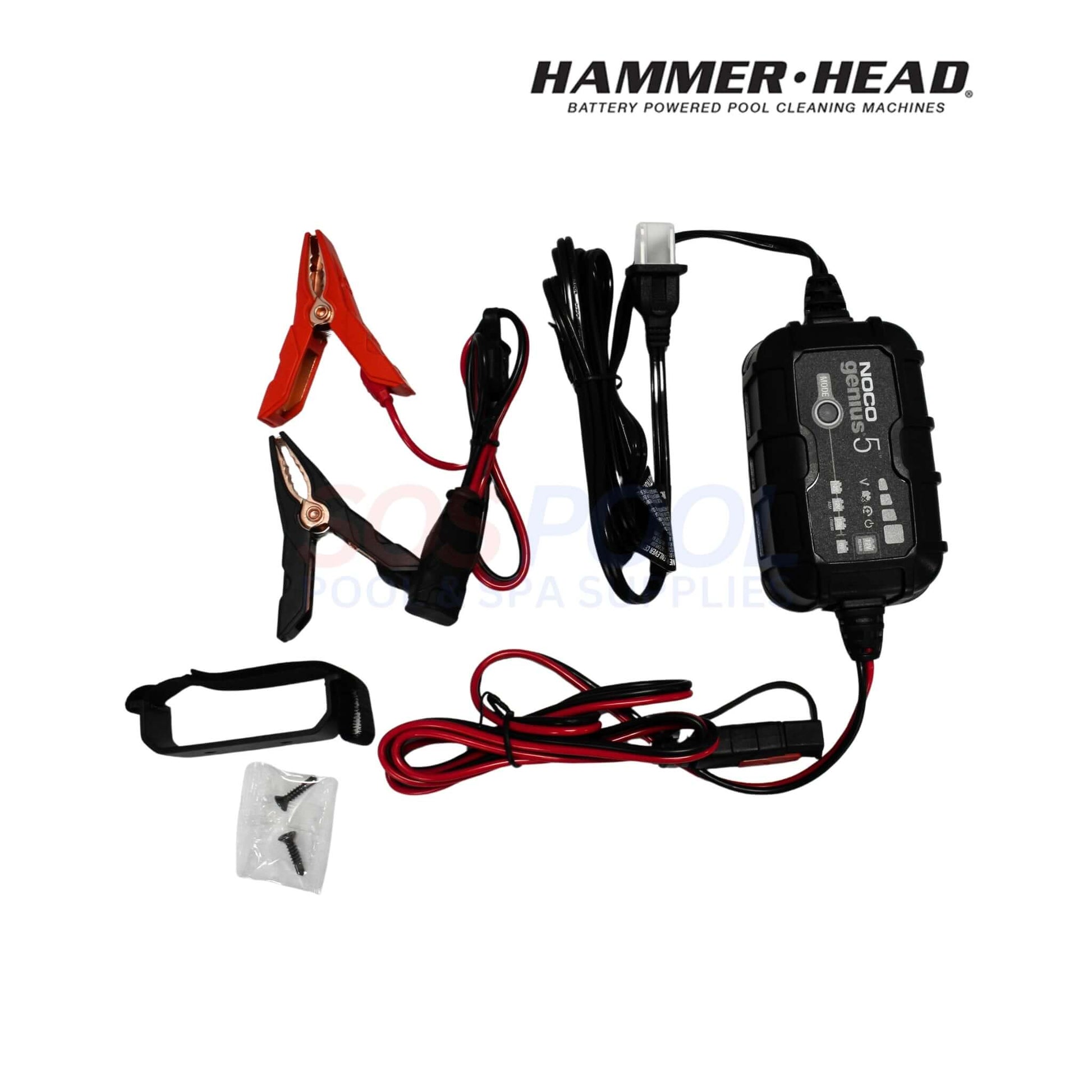 HammerHead Remora Portable Pool Vacuum | XR1600 battery pack and charger with clips, ideal for SOS pool supplies.