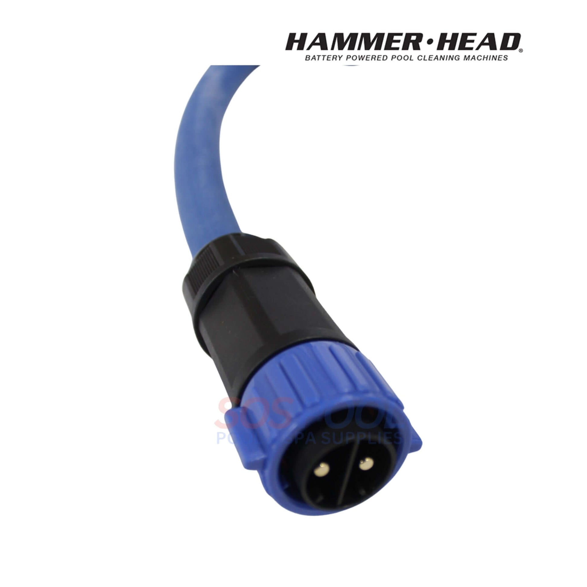 HammerHead Remora Portable Pool Vacuum | XR1600 blue power cord connector close-up for battery-powered cleaning.