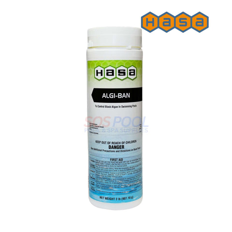 Hasa Algi-Ban Algaecide 2lbs for black algae treatment in SOS Pool, ideal for swimming pool algae control.