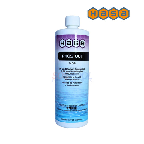 Hasa Phos Out 32oz for pools, effectively removes phosphates, safe & non-toxic, SOS Pool solution.