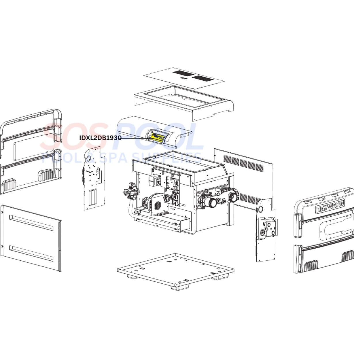 Hayward Display Board IDXL2DB1930 diagram for Induced Draft IDL2 Heaters | SOS Pool