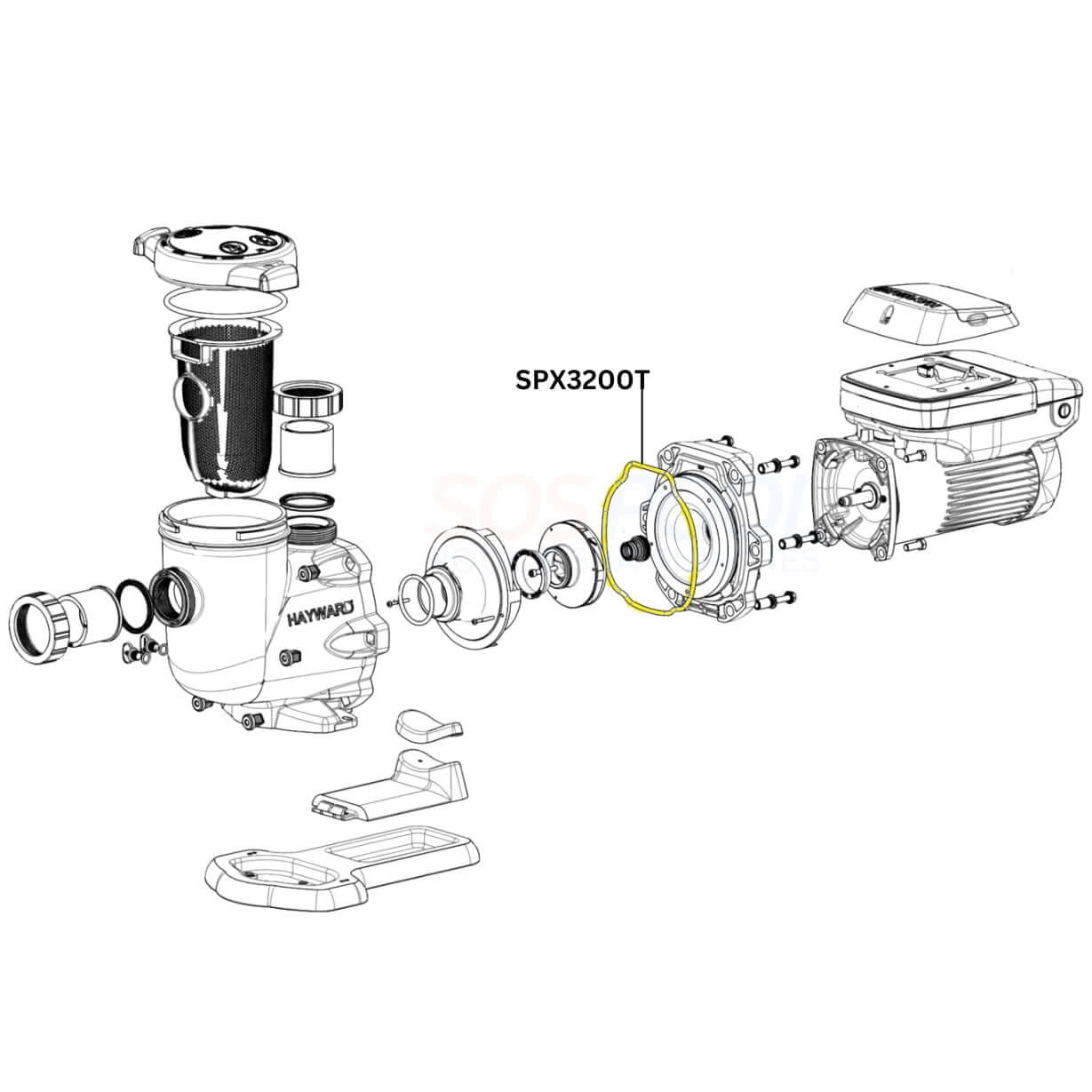 Hayward SPX3200T Housing O-Ring diagram for TriStar and EcoStar pumps, essential for leak-free performance - SOS Pool.