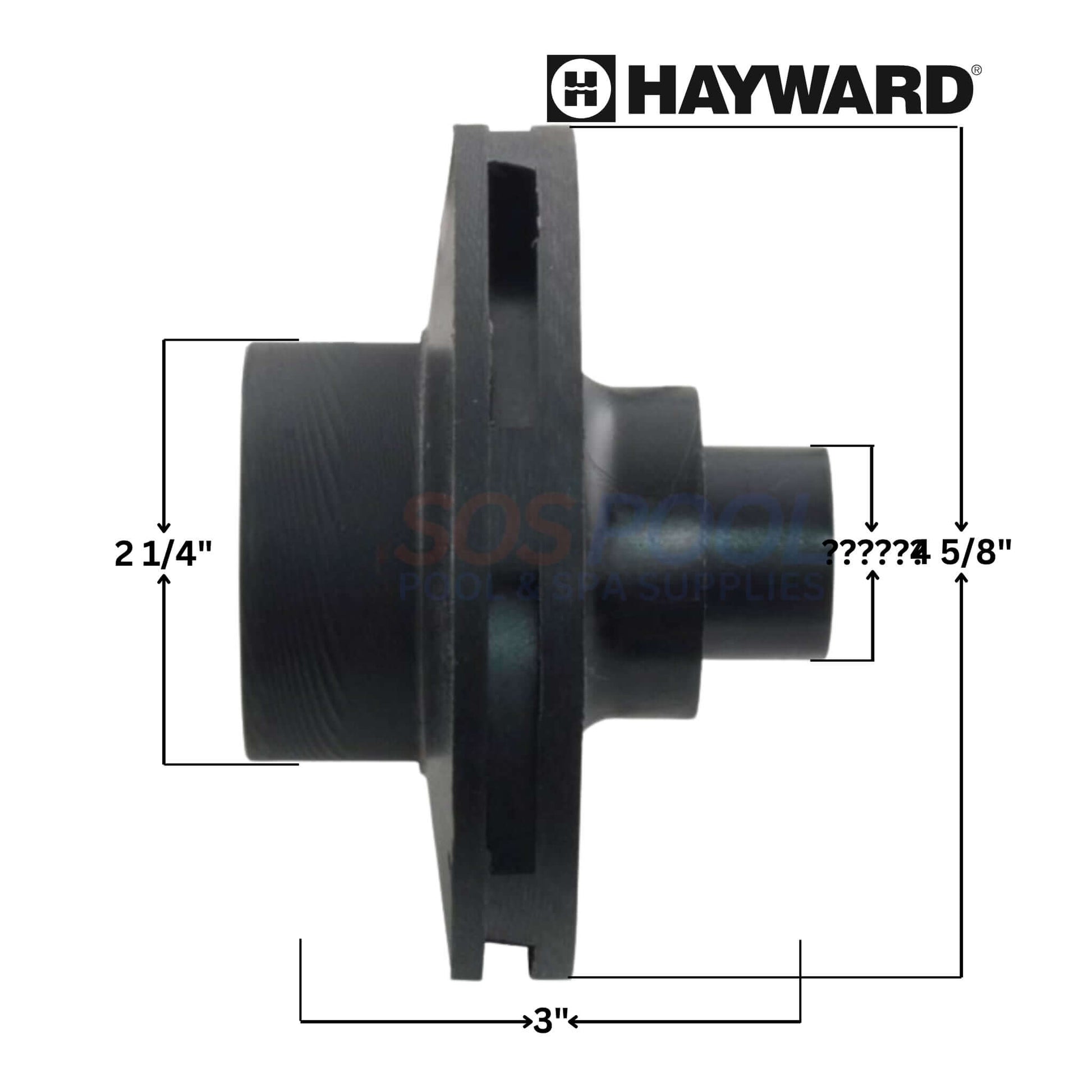 Hayward impeller for TriStar pumps showing dimensions and design, compatible with Hayward SPX3207CM, SOS Pool.