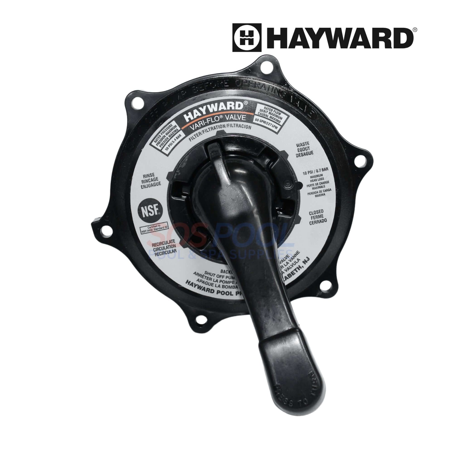 Hayward SPX0710XBA17 Key Cover Handle Assembly for Vari-Flo valves at SOS Pool, essential for smooth valve operation.
