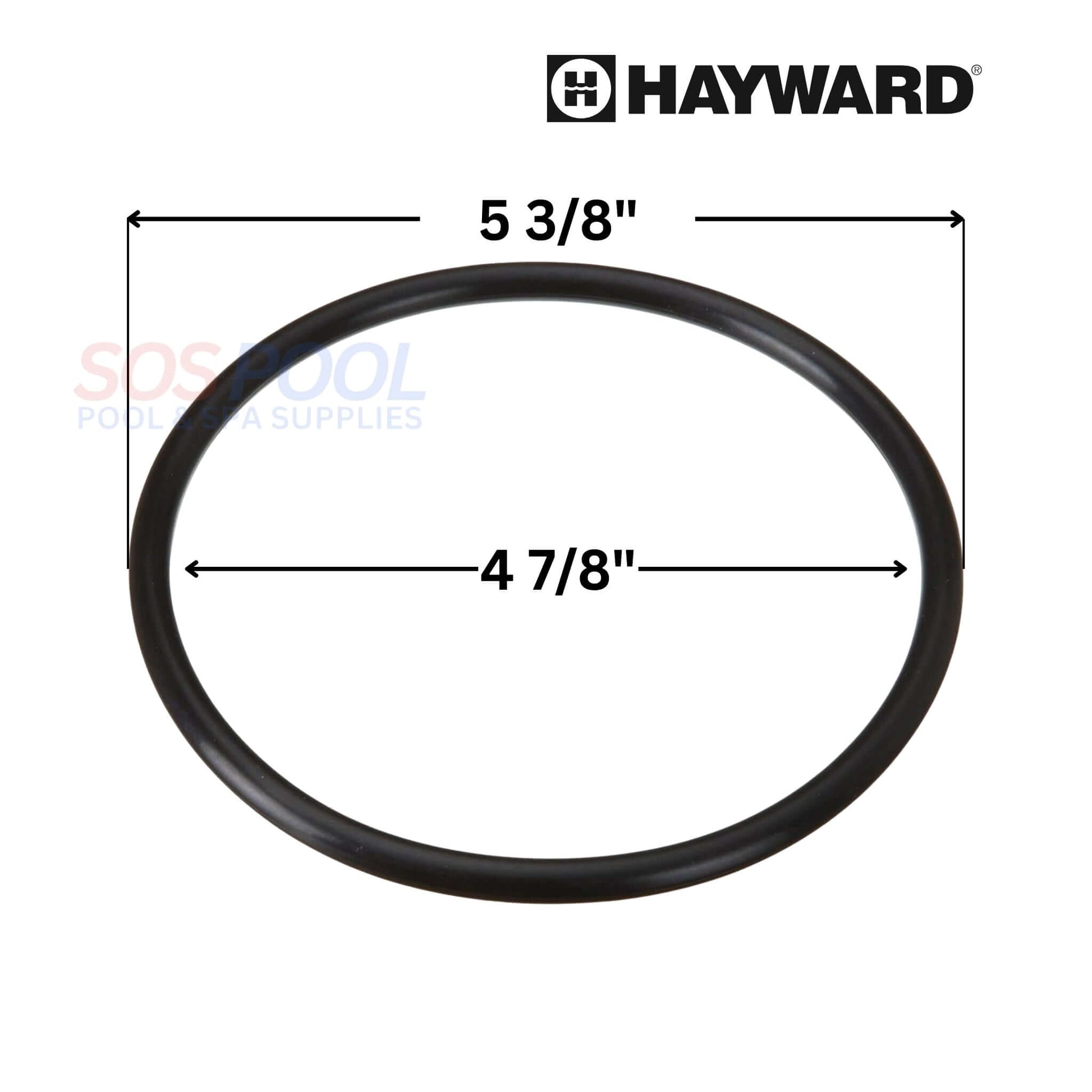 Hayward MaxFlo XL Strainer Cover O-Ring | SPX2300Z4, black elastomer O-ring, dimensions 5 3/8" and 4 7/8", by SOS Pool supplies.