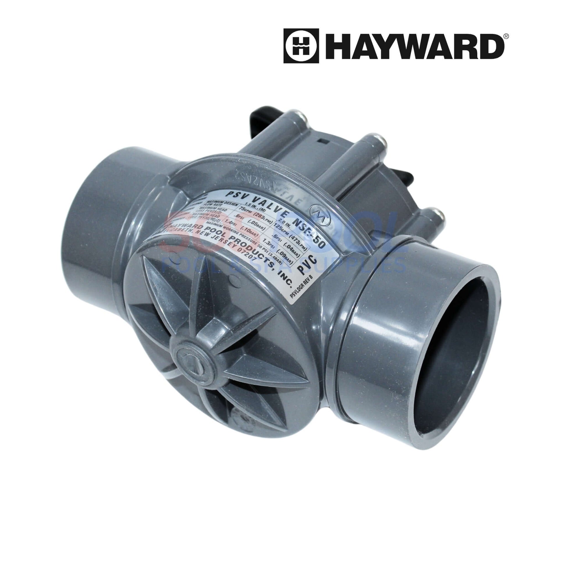 Hayward PVC 3-Port Diverter Valve PSV3S2DGR for pool systems, compatible with 2" and 2.5" plumbing, durable for efficient water flow.