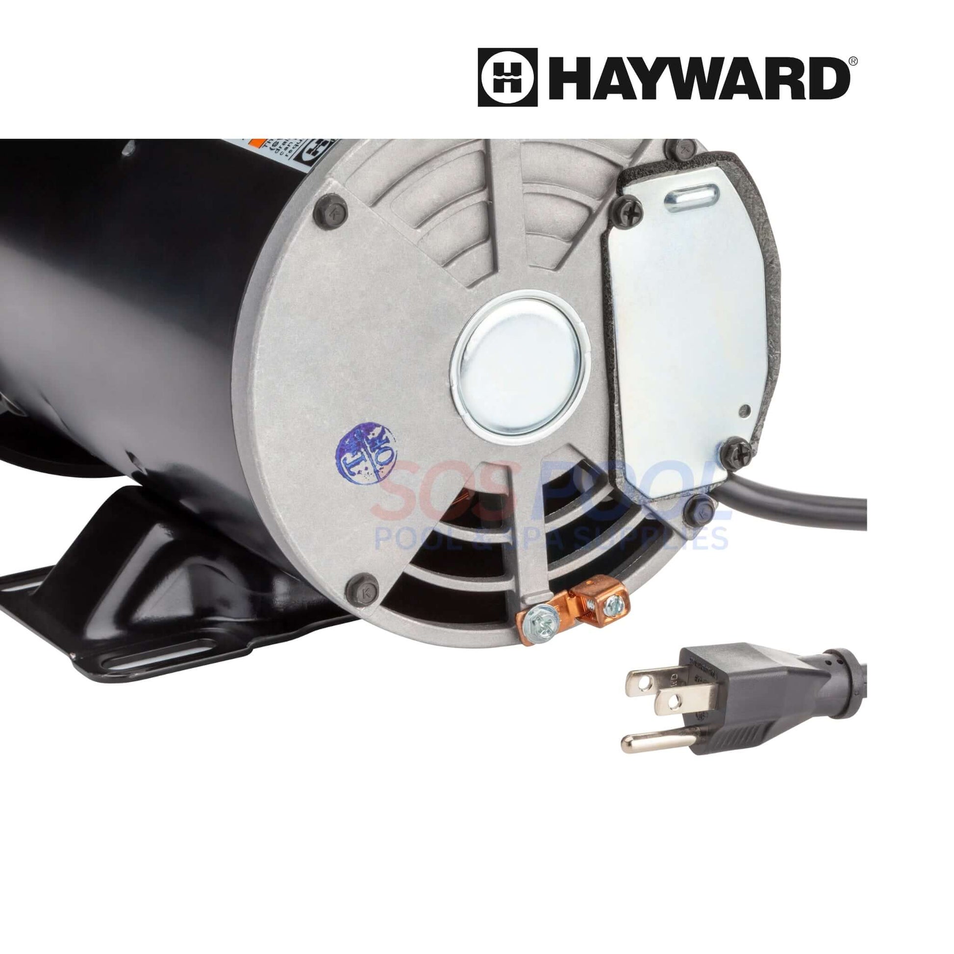 Hayward Power-Flo LX 1 HP Pool Pump | W3SP1580 close-up view showing motor back, power cord, and durable design for pool supplies.