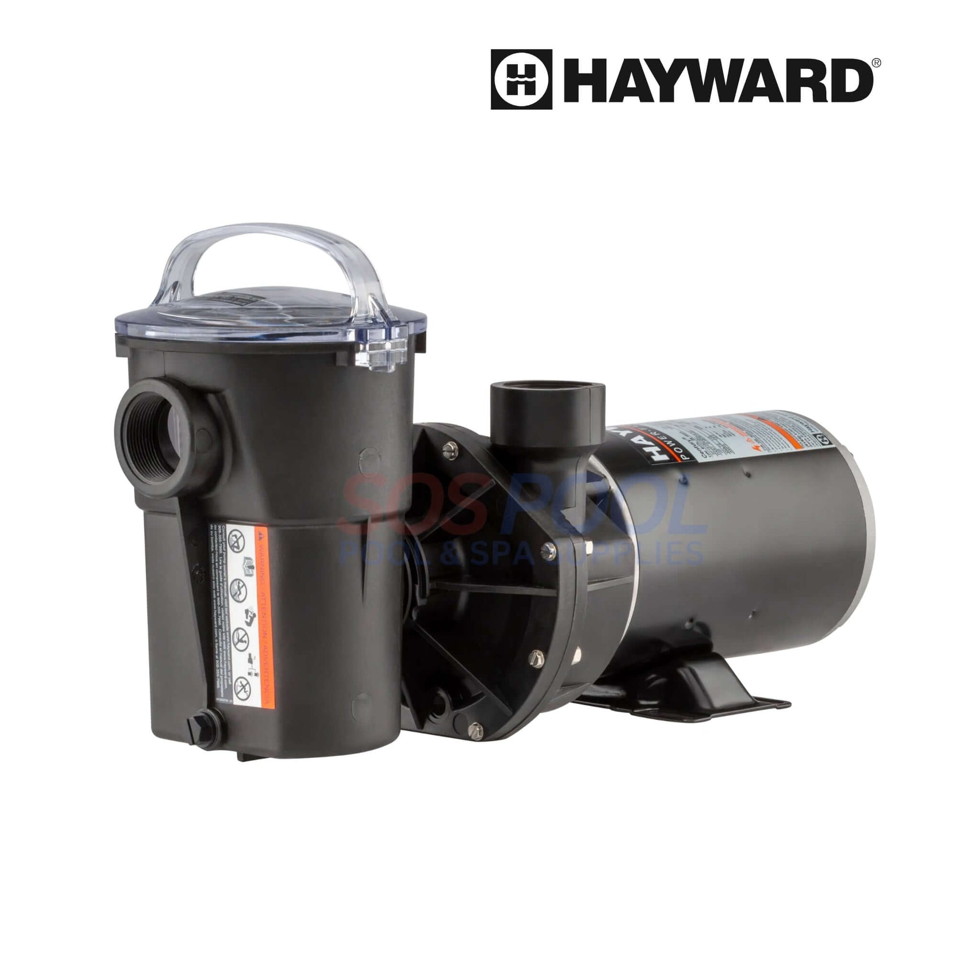 Hayward Power-Flo LX 1 HP Pool Pump | W3SP1580 in black, showing motor and strainer area, ideal for above-ground pools.