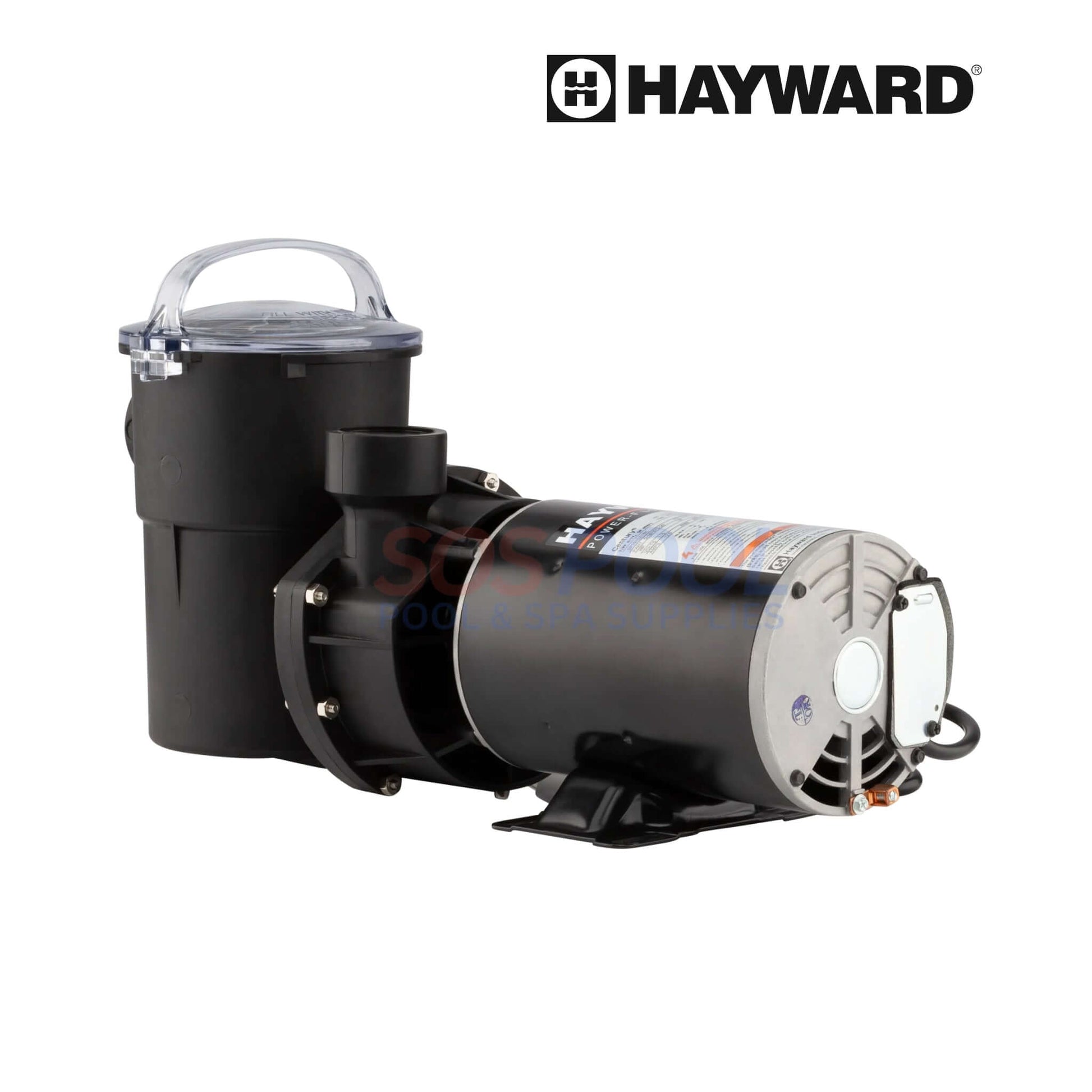 Hayward Power-Flo LX 1 HP Pool Pump | W3SP1580, featuring a black casing and clear lid, ideal for above-ground pools.