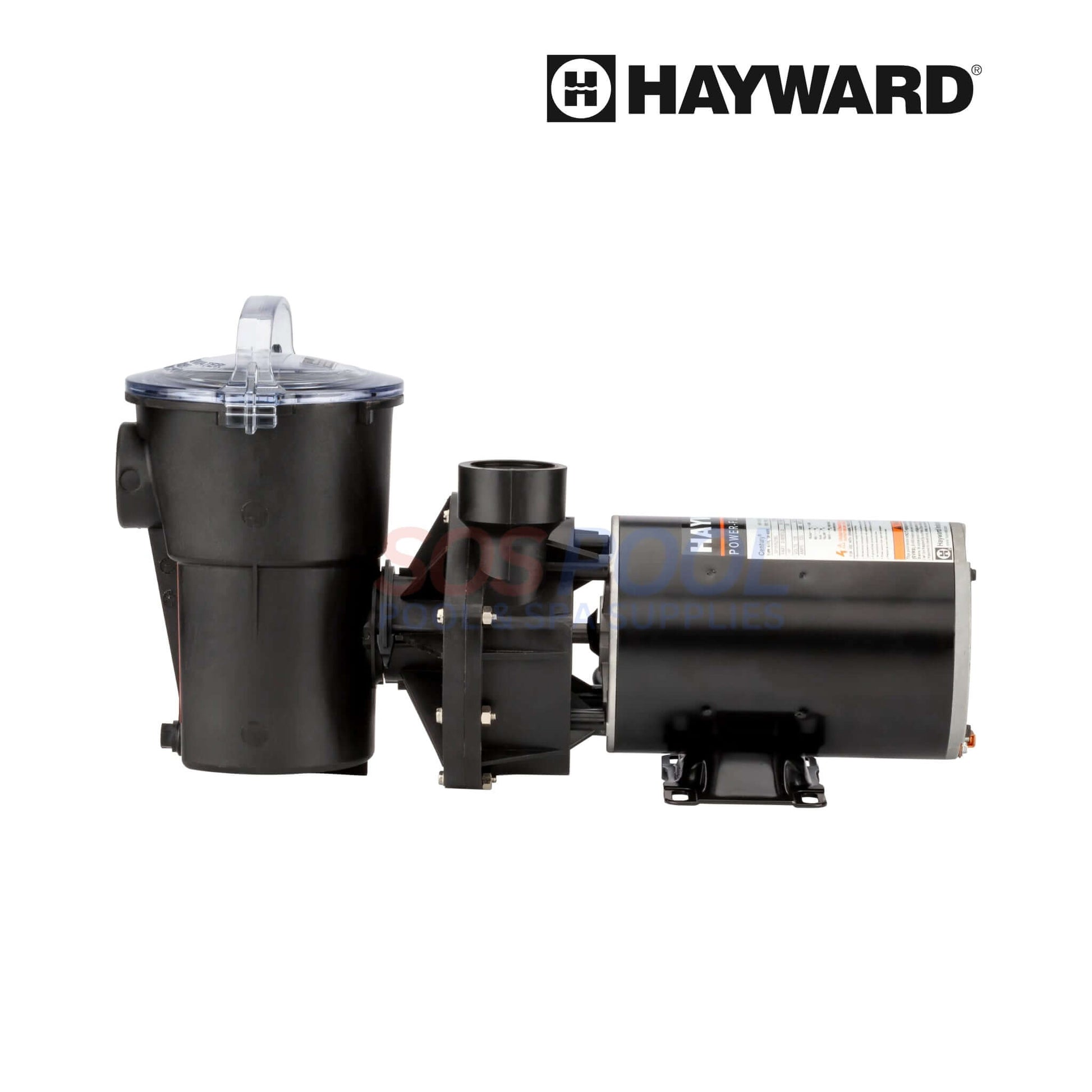 Hayward Power-Flo LX 1 HP Pool Pump | W3SP1580 side view, heavy-duty design for above-ground pools, ideal for SOS Pool supplies.