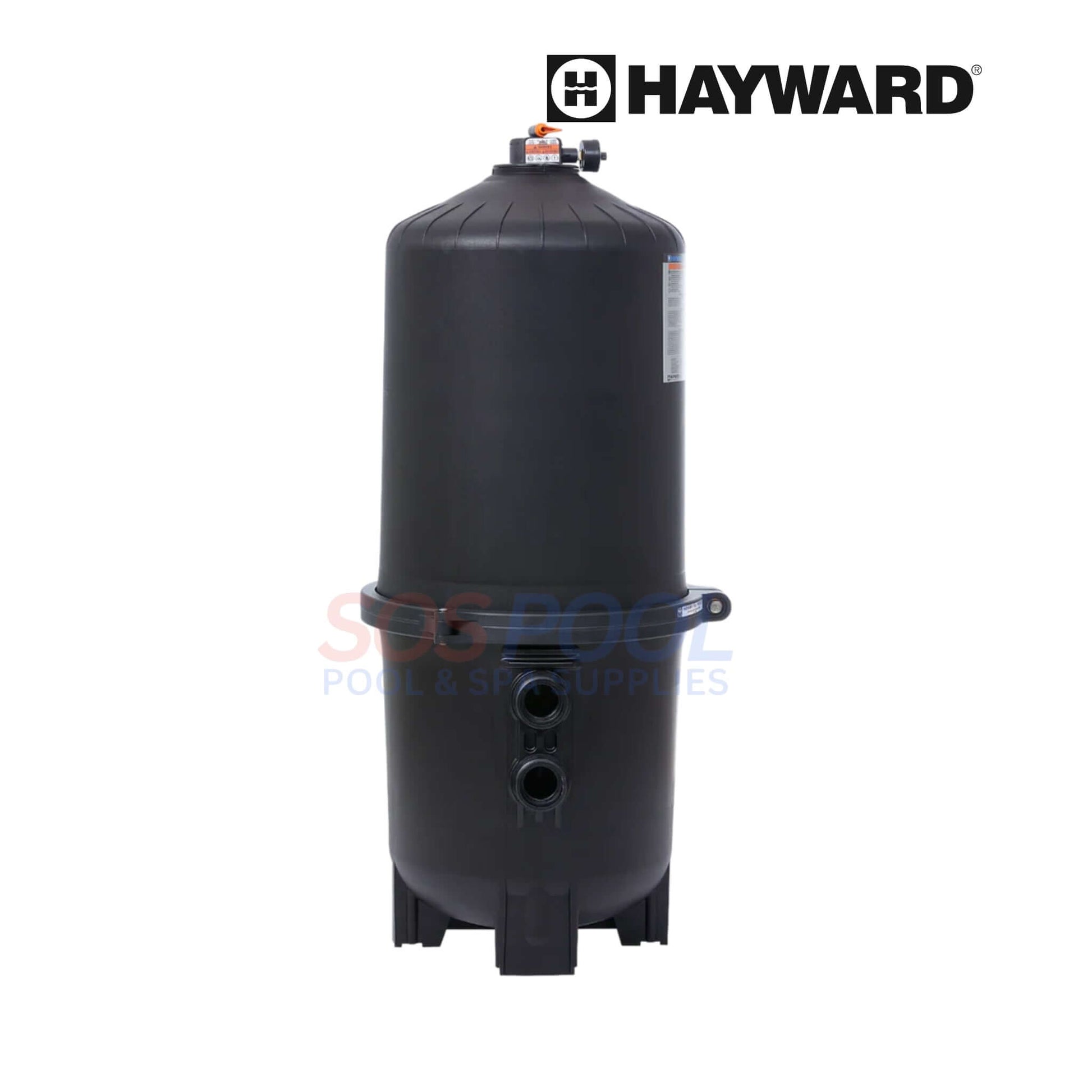 Hayward ProGrid 60 Sq Ft DE Filter | W3DE6020 black filter tank for pool, connected to plumbing, from SOS Pool supplies.
