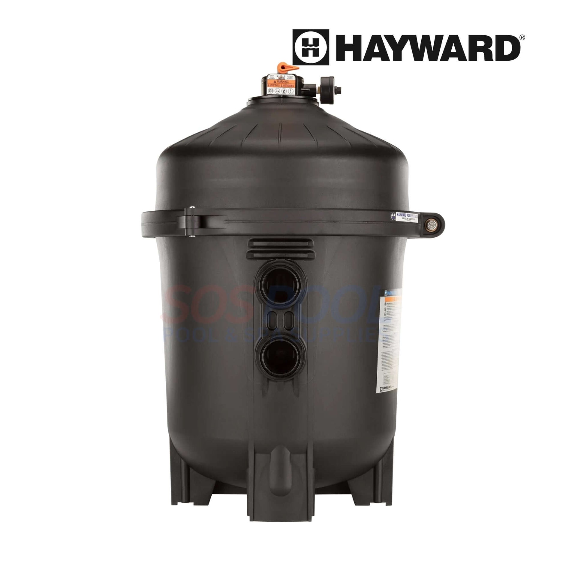 Hayward SwimClear 325 Sq Ft Cartridge Pool Filter | W3C3030 shown from the front, black housing for effective pool filtration, SOS Pool supplies.
