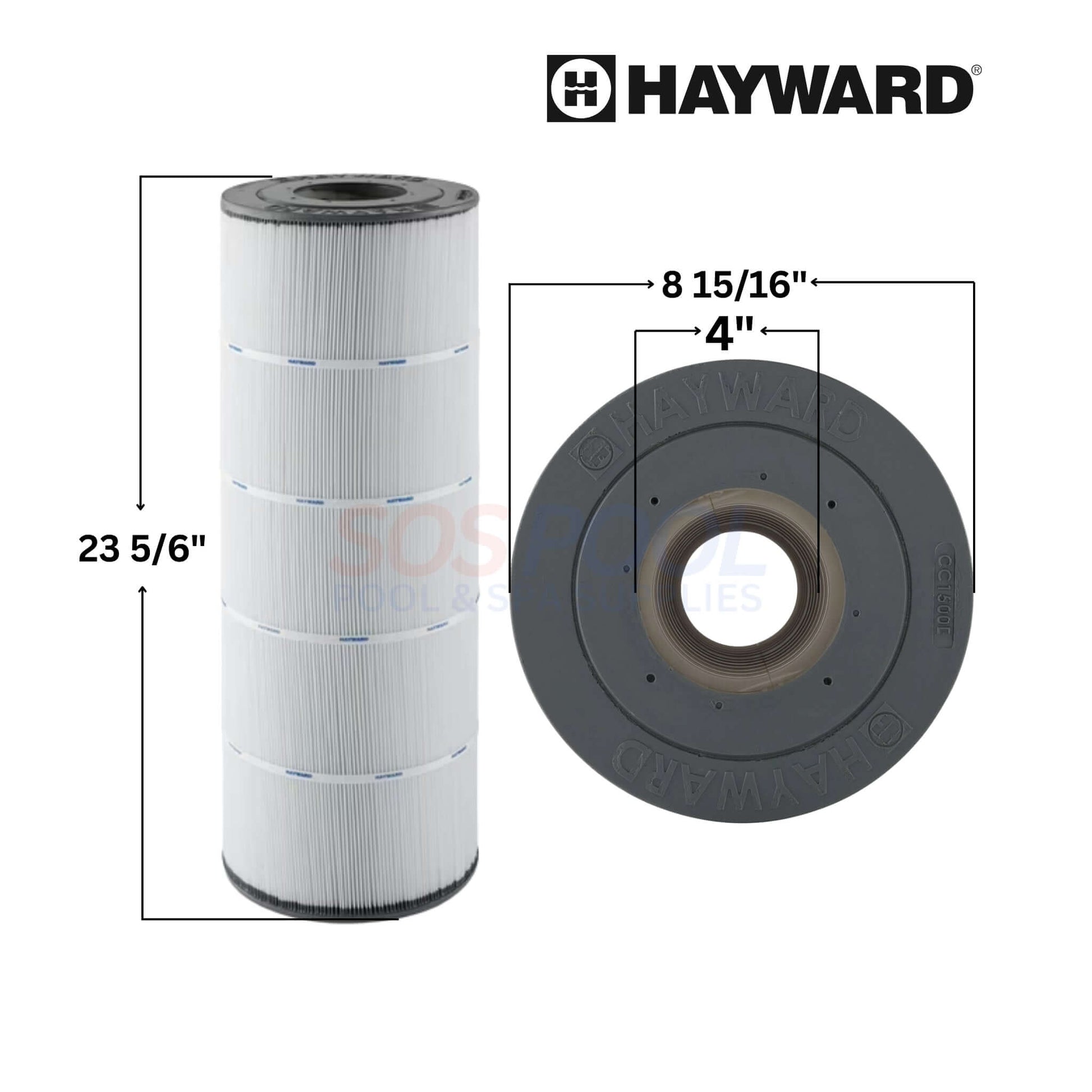 Hayward SwimClear C150S Filter Cartridge 150 Sq. Ft. | CX150XRE, 23 5/6" tall, efficient pool filtration, SOS Pool supplies.