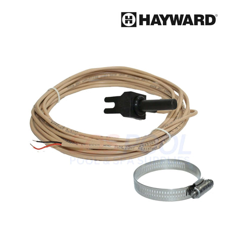 Hayward temperature sensor GLX-PC-12-KIT with 15' cord and hose clamp for SOS Pool salt systems.