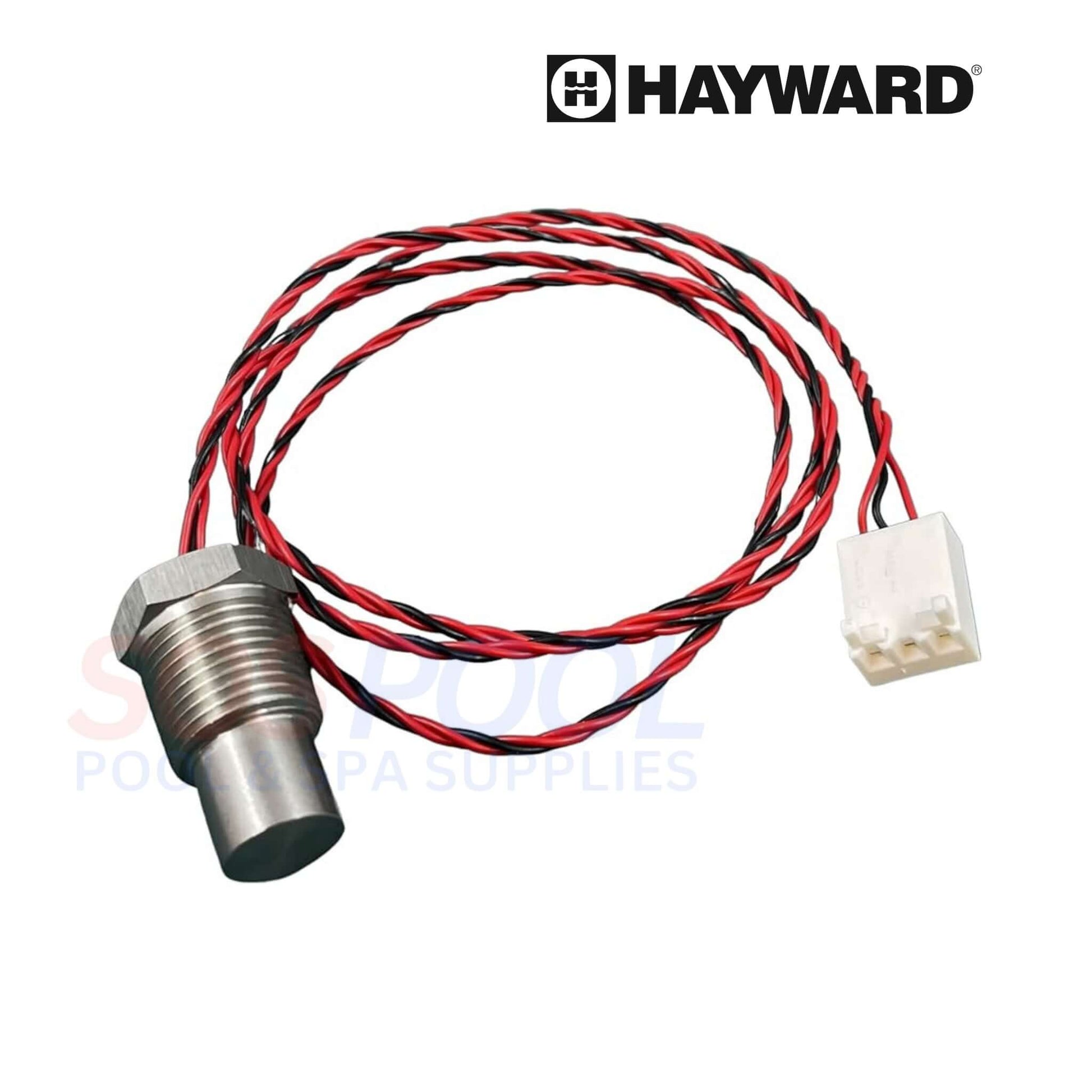 Hayward thermistor IDXLTER1930 for H-Series heaters, essential for accurate temperature readings for SOS Pool.