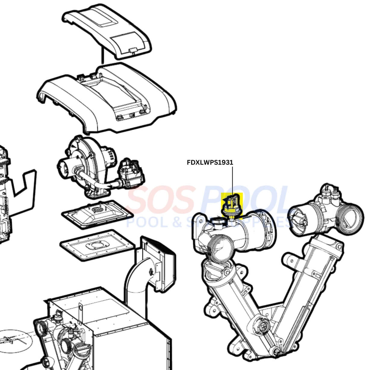 Hayward Water Pressure Switch FDXLWPS1931 schematic for FD heaters - SOS Pool parts diagram.