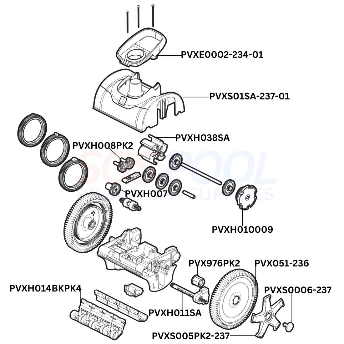 Hayward AquaNaut 2-Wheel Cleaner Diagram & Part List