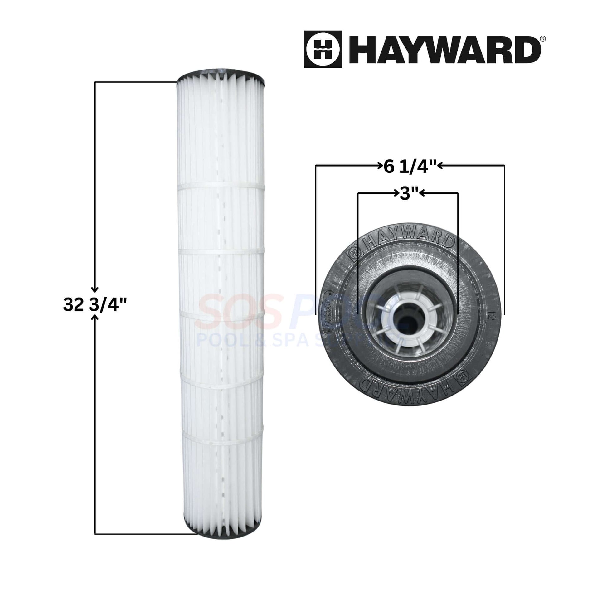 Hayward Cartridge for DEP100 Filters, DEX250EPAK4, 4 Pack, dimensions 32 3/4" x 6 1/4" x 3", SOS Pool