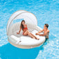 INTEX Canopy Island Inflatable Pool Float for two adults in pool, featuring sunshade, model 58292EP, perfect for SOS Pool relaxation.
