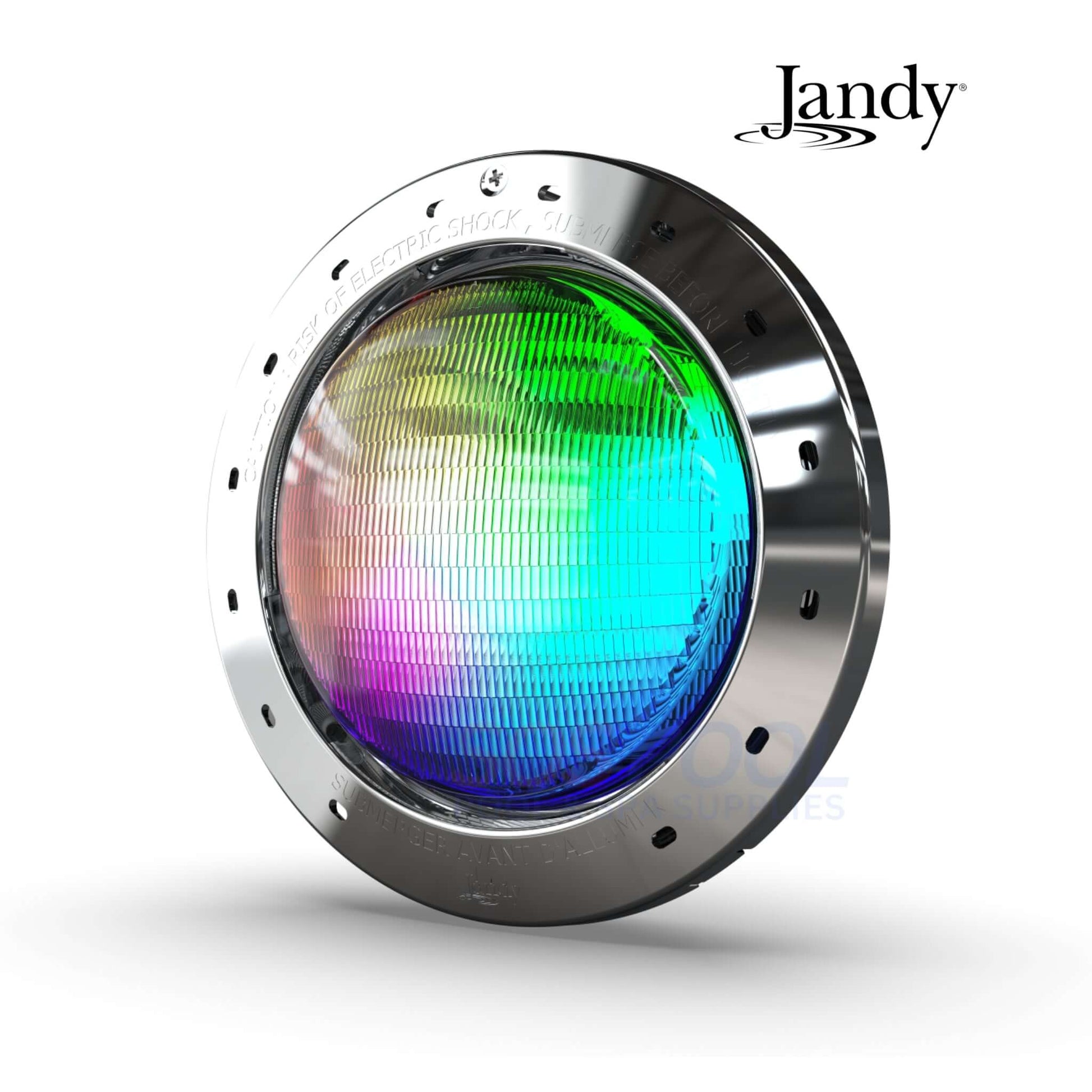 Jandy IWCP50W100 Infinite WaterColors LED Pool Light showcasing full-spectrum colors, ideal for SOS pool supplies and installations.