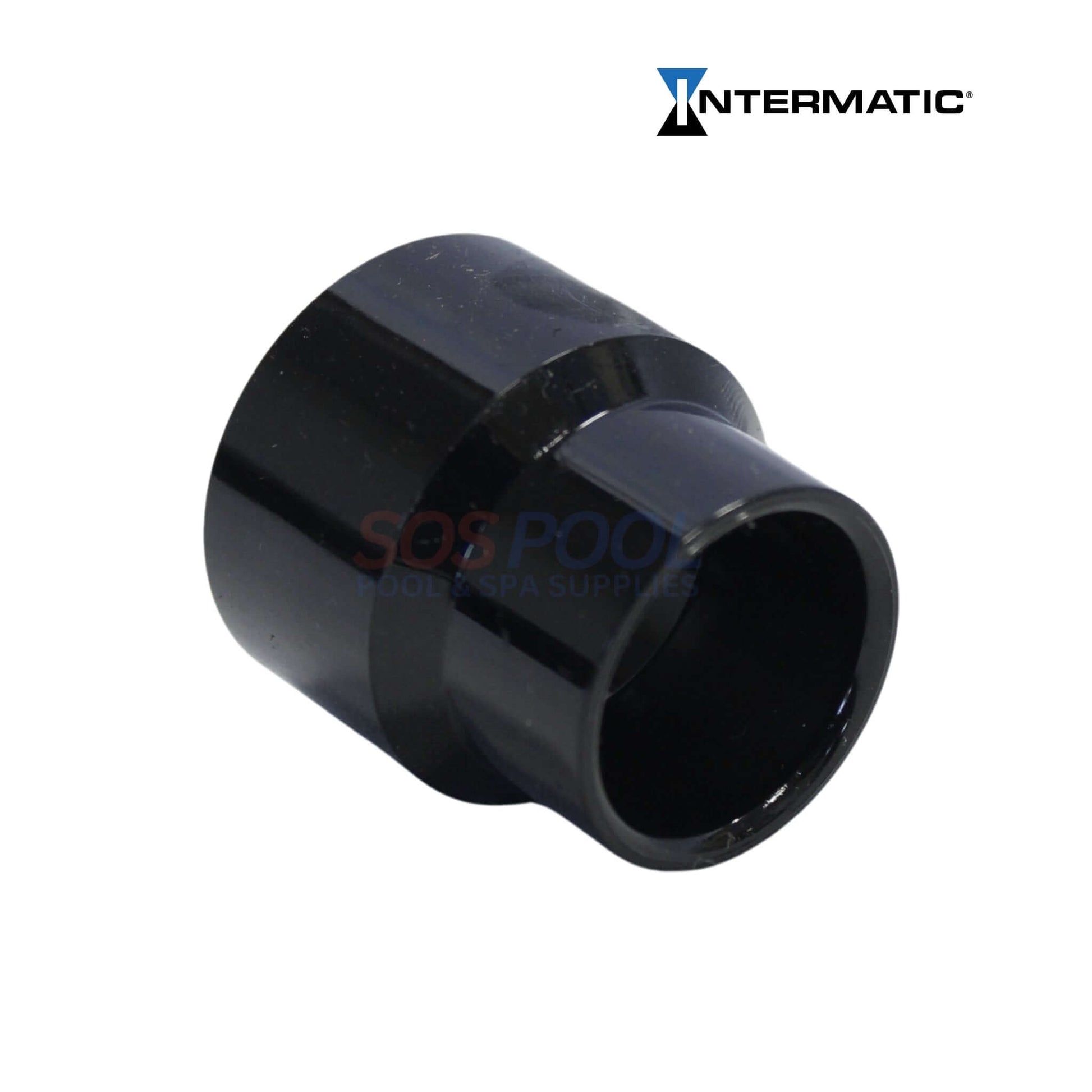 Intermatic Pool & Spa 4 Light Junction Box | PJB4175, black PVC fitting, used for pool supplies, SOS Pool logo in background.