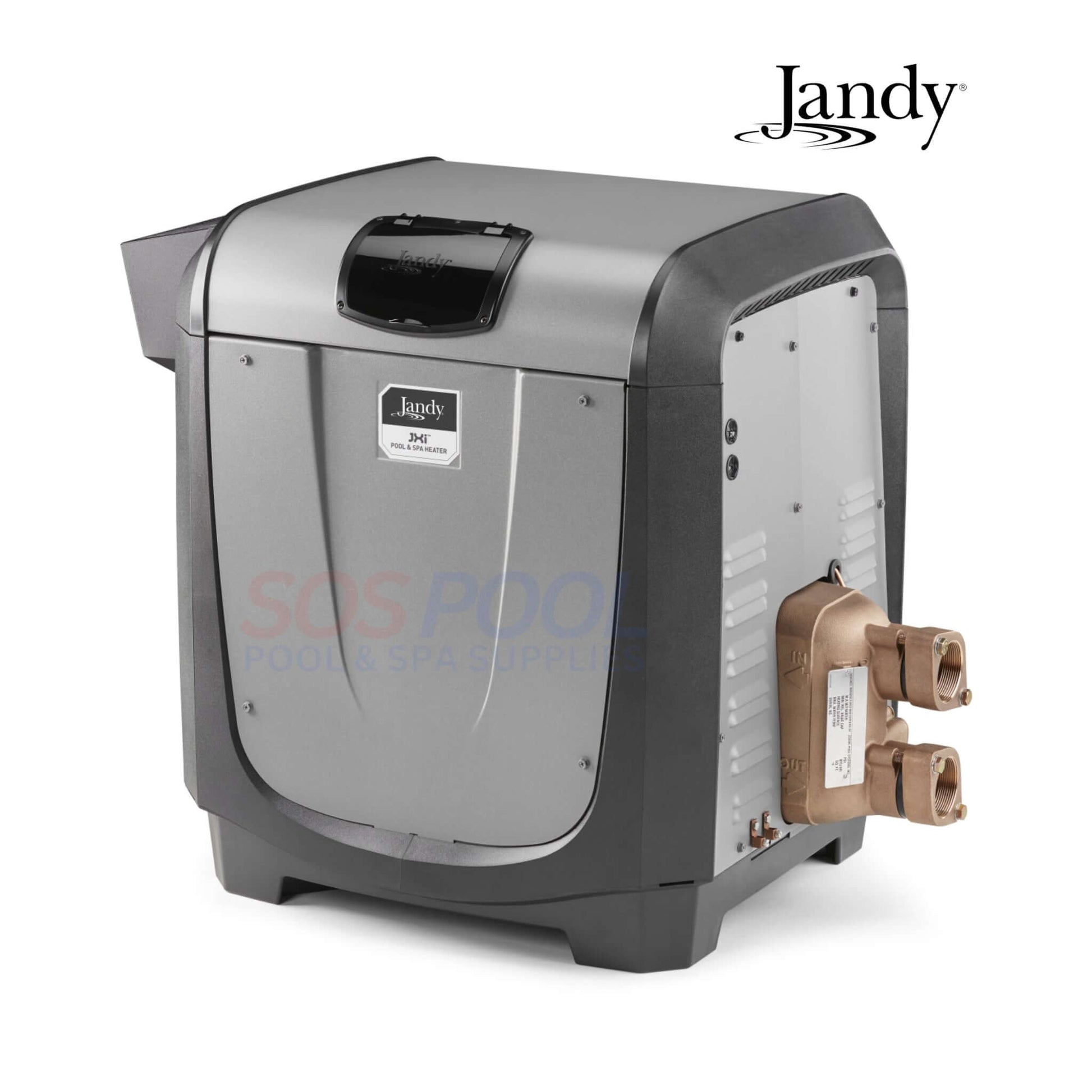 Jandy JXi 400 BTU Pool & Spa Heater, durable ASME-certified design with bronze headers, ideal for commercial use, SOS Pool supplies.
