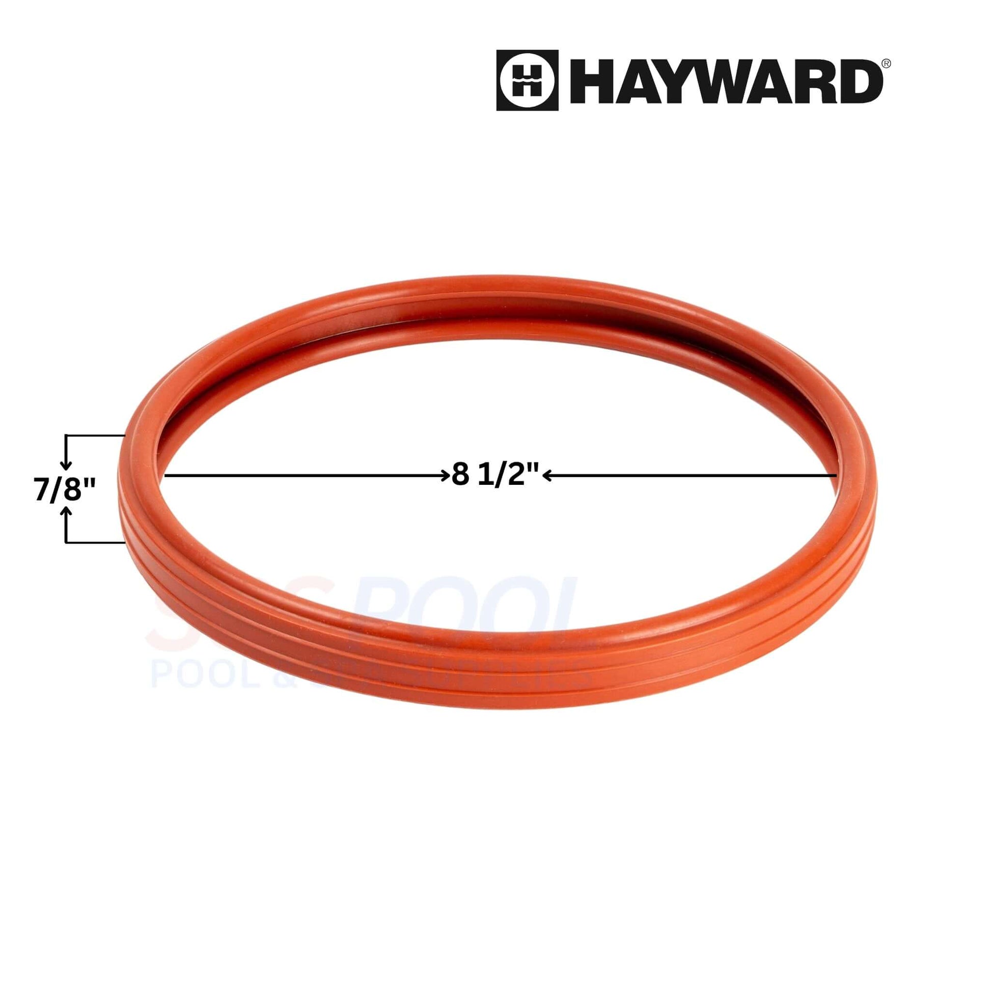 J&J Electronics PureWhite Pro LED Pool Lamp | Cool White | 120V | 46610, showing an orange pool lamp gasket ring measuring 8.5 inches.