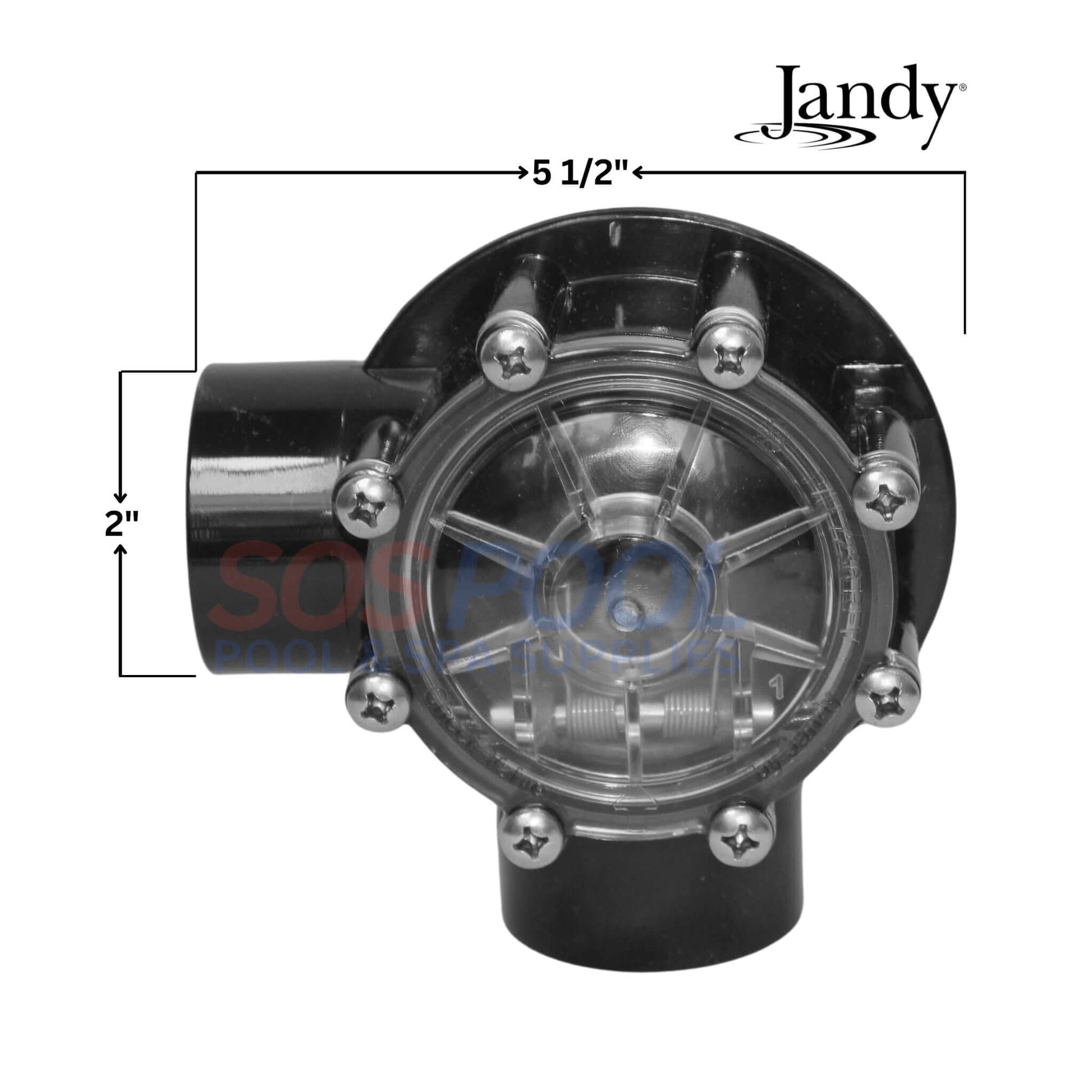 Jandy 90 Degree Check Valve 7511, 1.5"-2" for pool and spa systems, durable CPVC with clear lid, from SOS Pool.