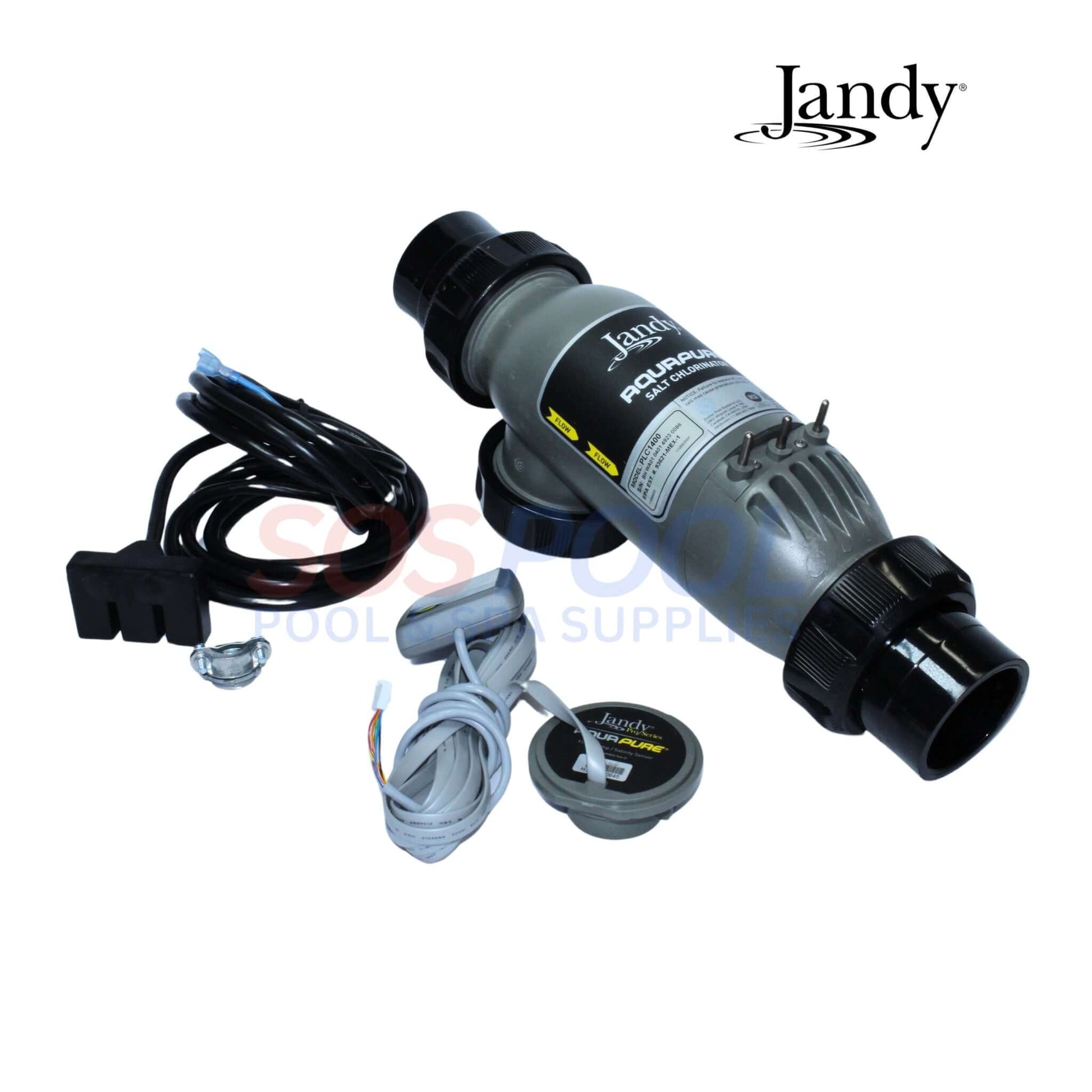 Jandy Aquapure PureLink Salt Cell Kit, 3-Port, 40k Gallons, PLC1400 for efficient chlorine generation at SOS Pool.