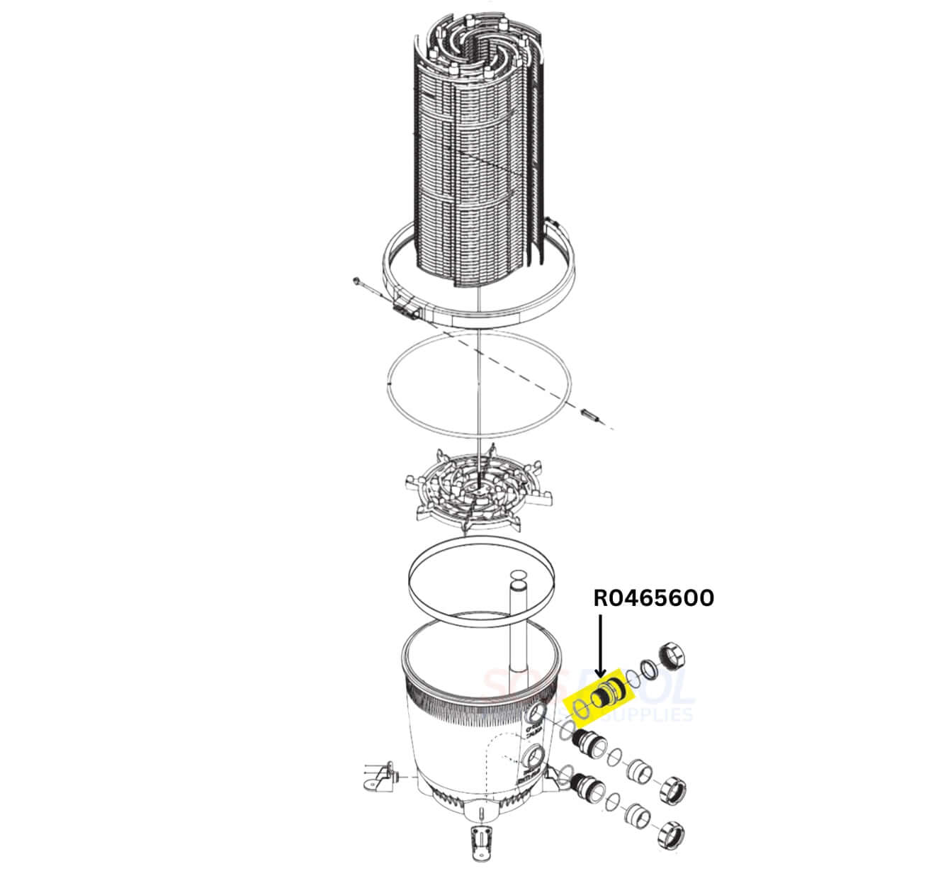 Jandy Bulkhead Assembly With O-Ring For DEV And DEL Filters | R0465600