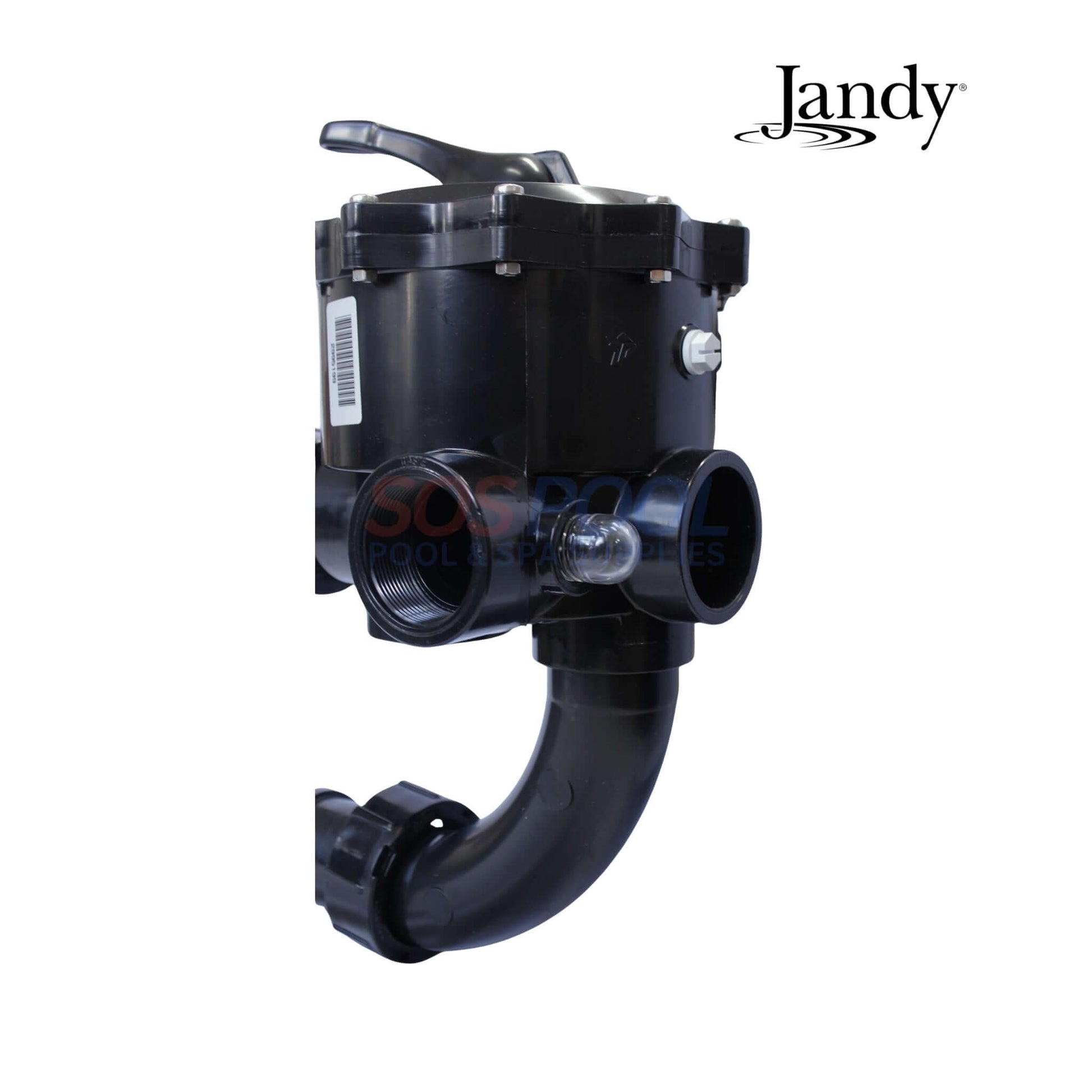 Jandy DEL48/60 2" Side Mount Multiport Valve | A0553645 shown from the side, featuring durable ABS and six-position lever for pool systems.