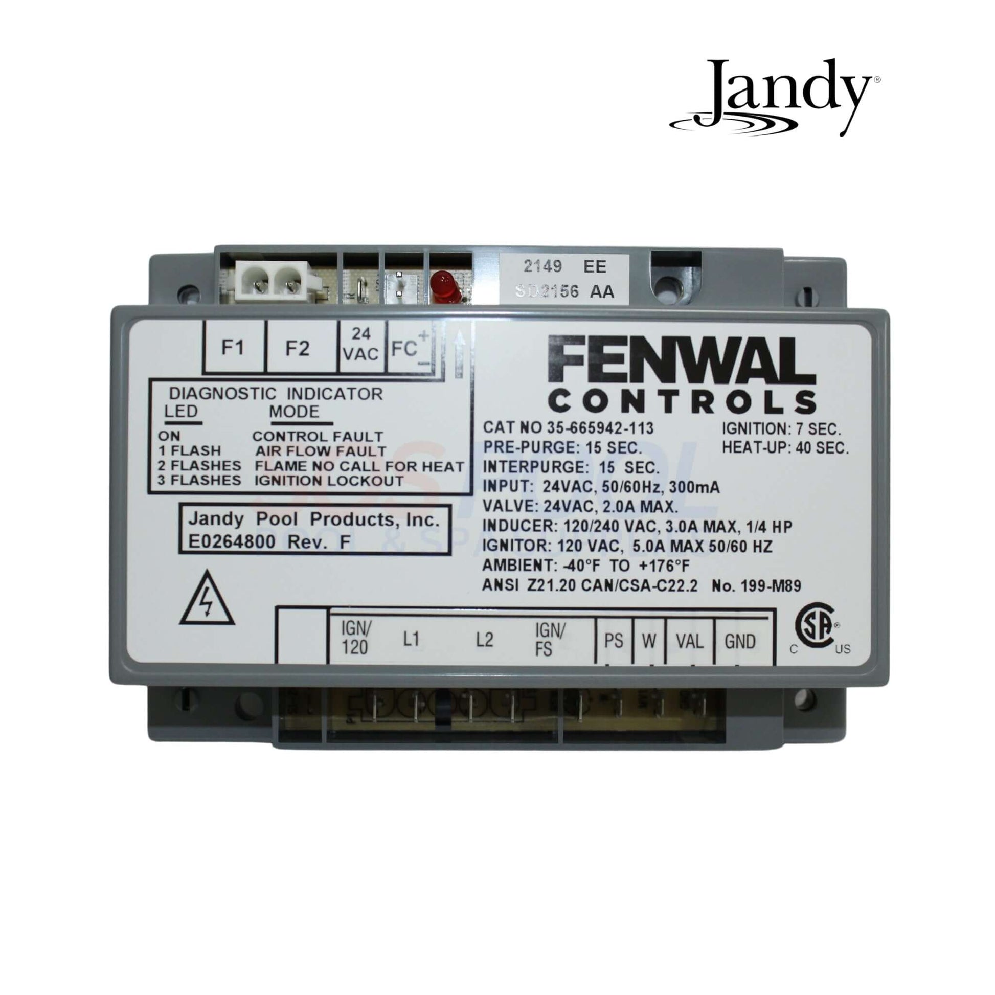 Jandy Ignition Control for JXi and LXi Heaters, Model R0456900, OEM component for reliable gas ignition | SOS Pool