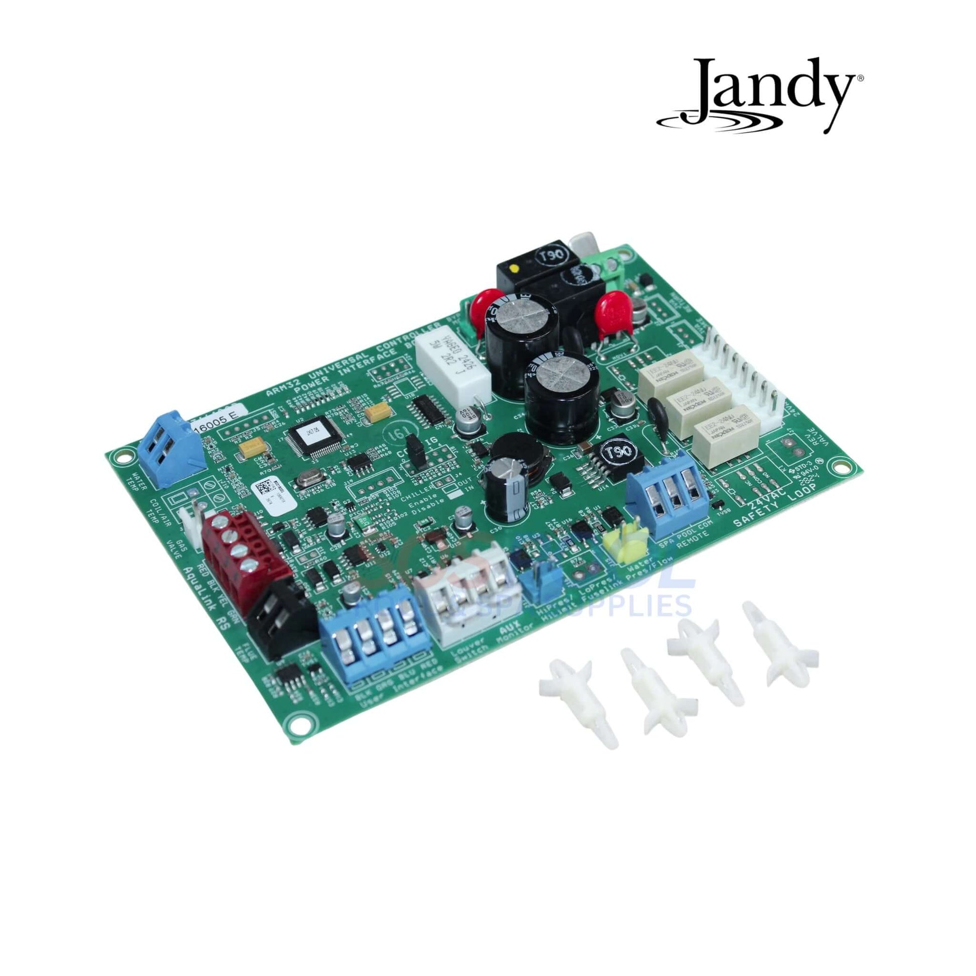 Jandy Power Interface Board R0719500 for JXi heaters, showing circuit details and components, ideal for SOS pool supplies.