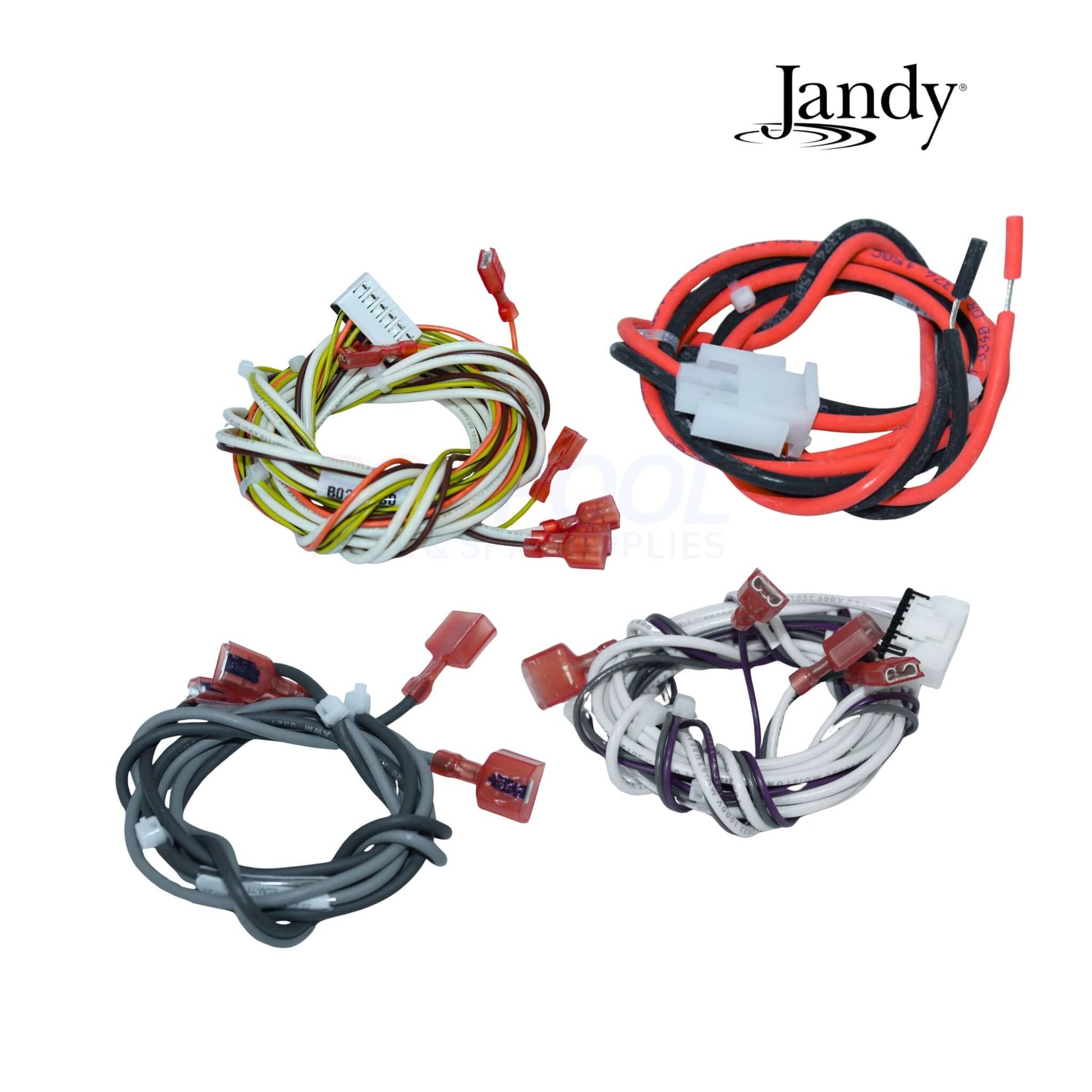 Jandy JxiQ Heater Wiring Harness Kit R0988900 showing multicolored wires and connectors for pool and spa heaters by SOS Pool.