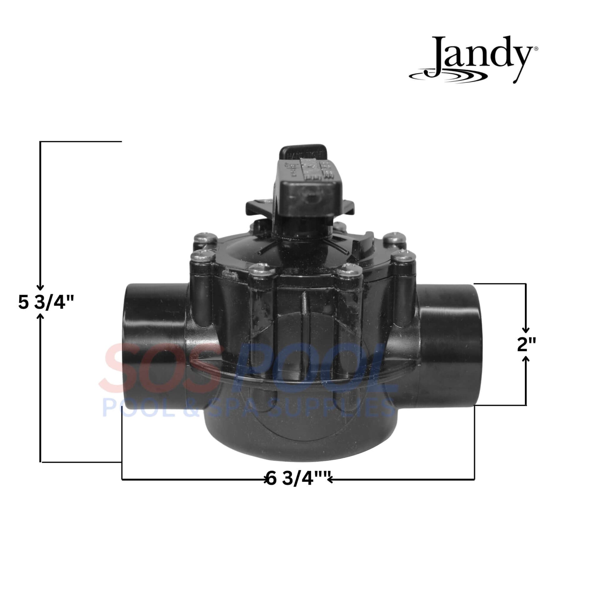 Jandy NeverLube 2 Port Diverter Valve 4724, 1.5"-2", efficient pool flow management from SOS Pool.