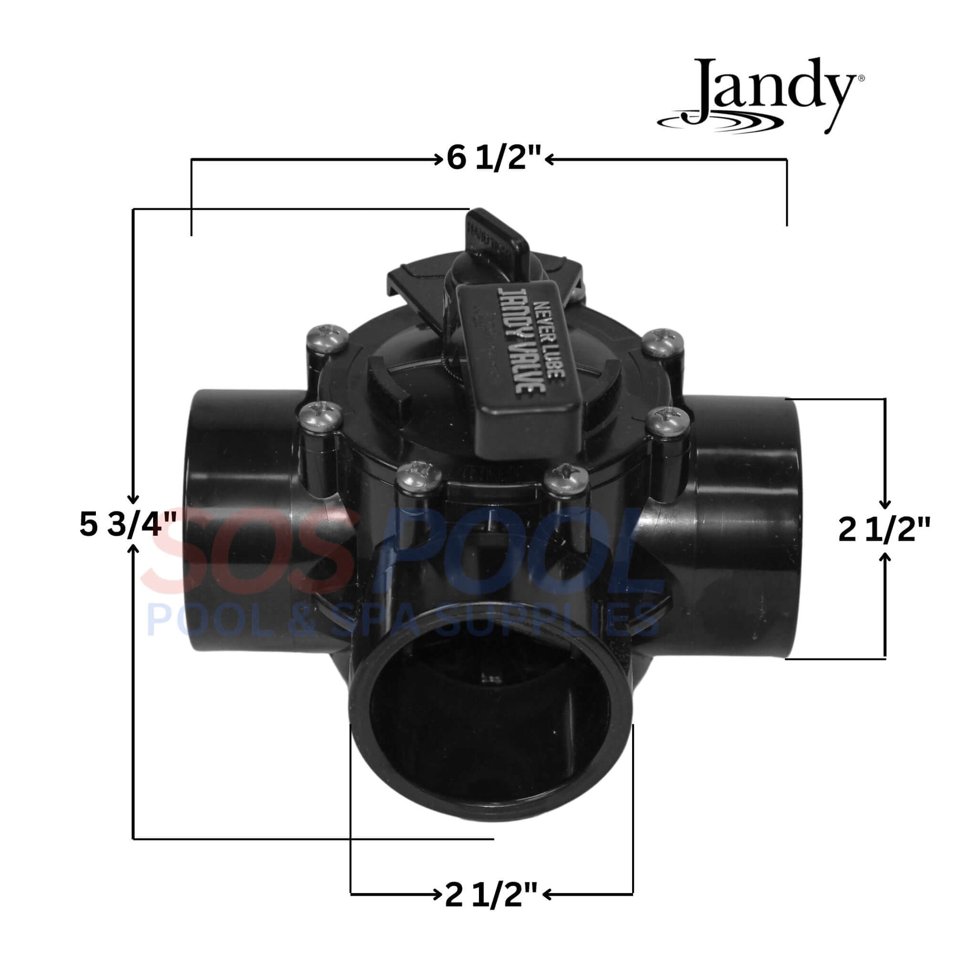 Jandy Neverlube 3 Port Diverter Valve, 2"-2.5", model 4717, ideal for pool and spa systems, sold by SOS Pool.
