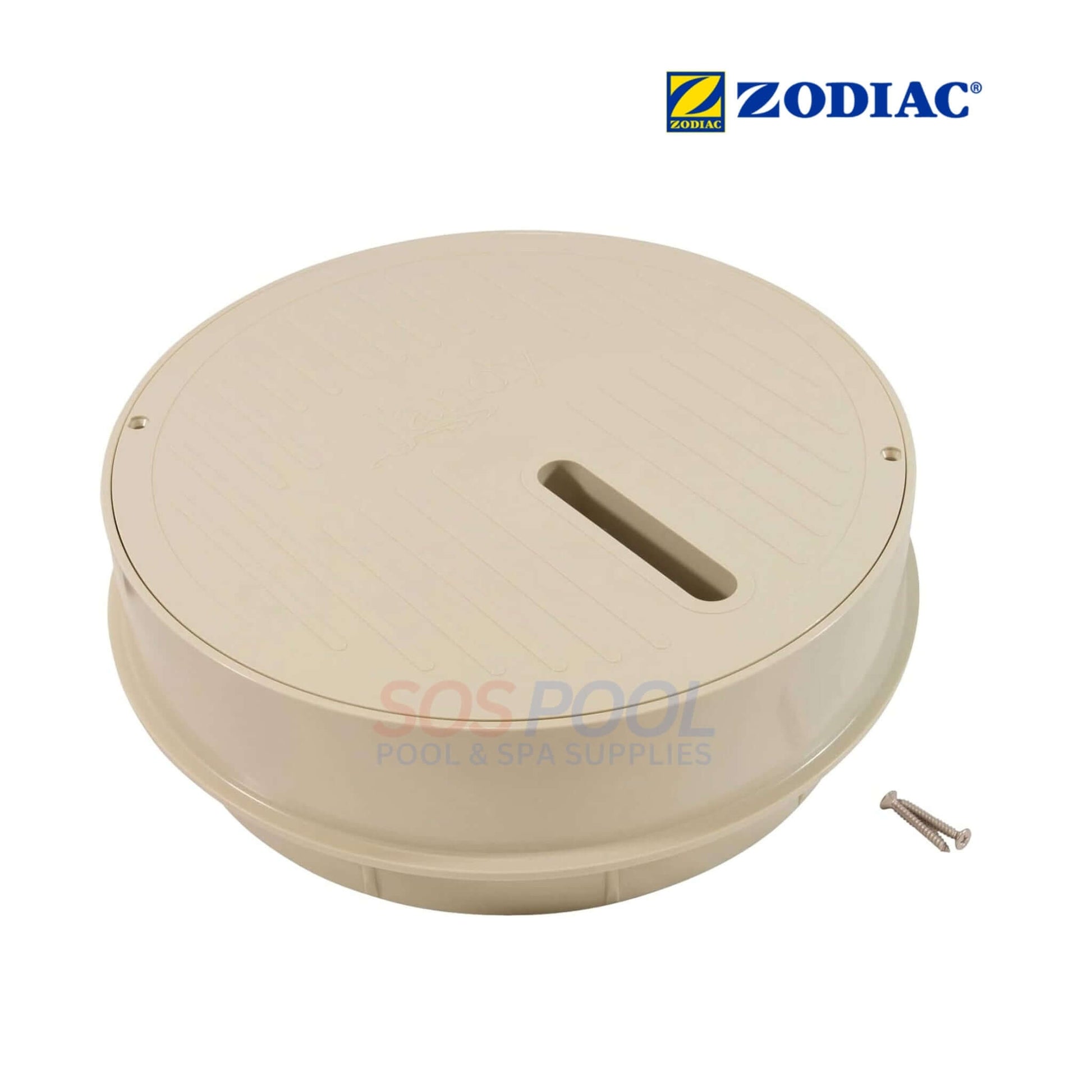 Jandy Pebble Laminar Jet Lid & Collar | JLPBBL in light beige color, showcasing the lid design and gasket for pool systems.