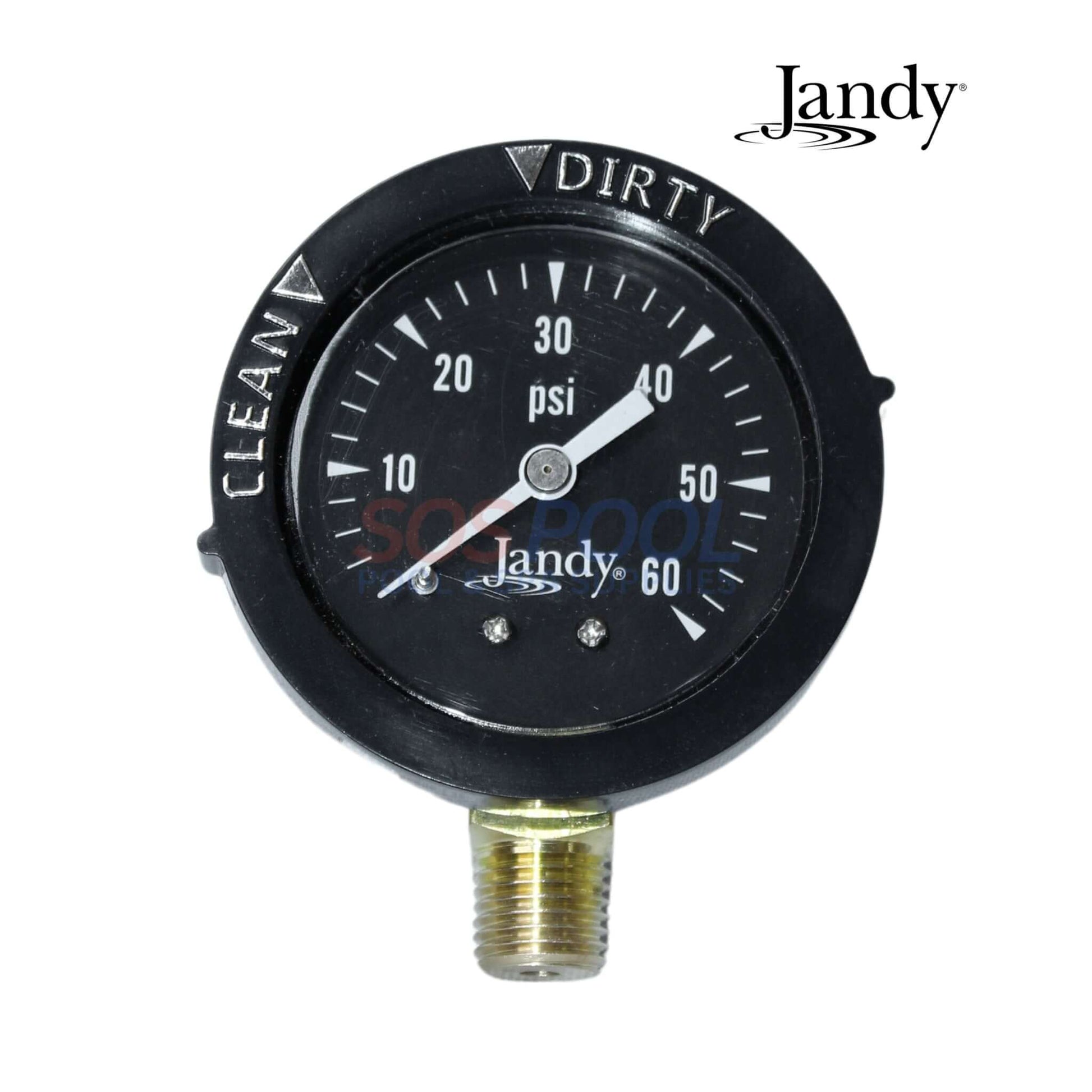Jandy Pressure Gauge R0556900 for CS and CJ Series Filters, measures 0-60 PSI, monitor your pool performance, SOS Pool.