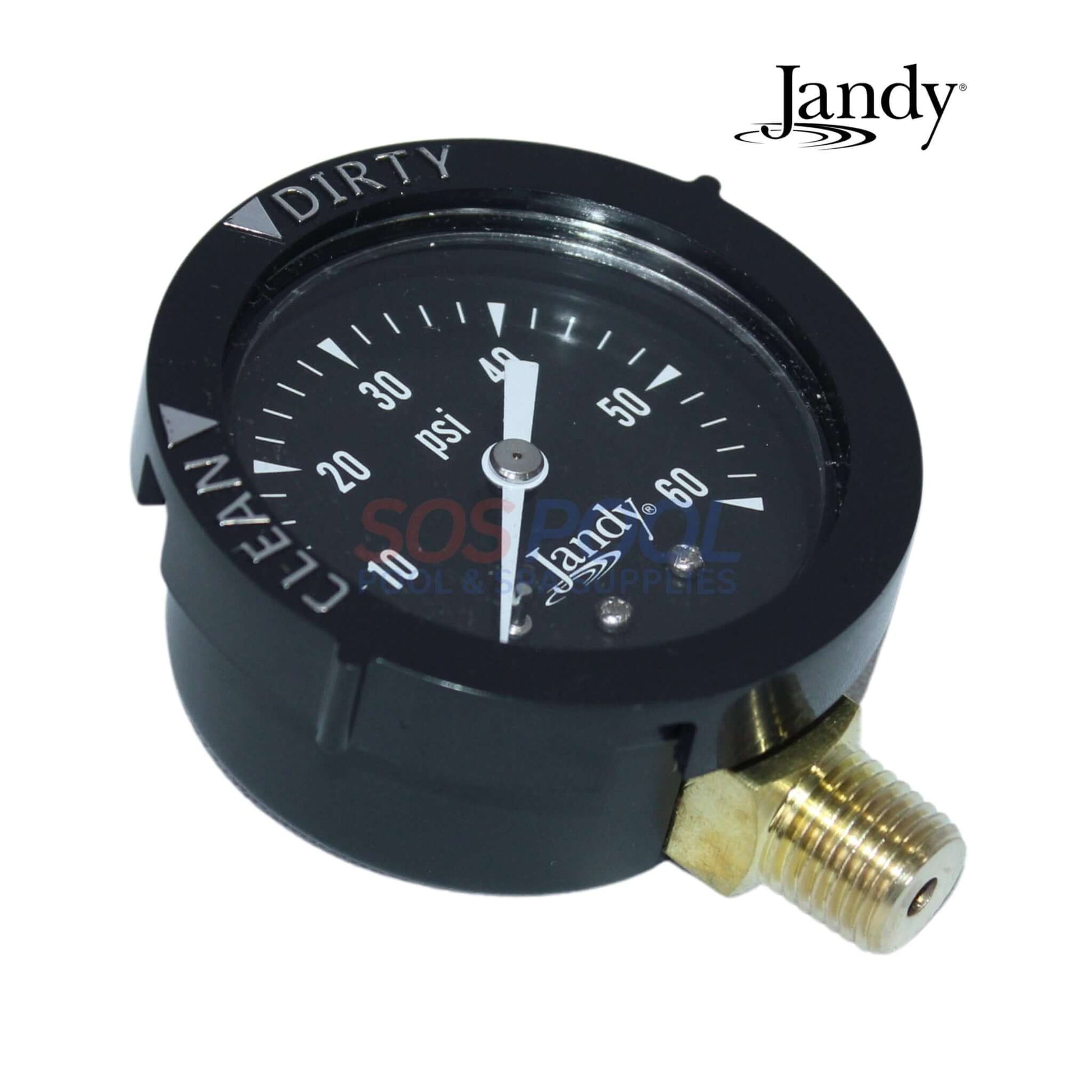 Jandy Pressure Gauge R0556900 for CS & CJ series filters, measuring 0-60 PSI, ideal for SOS Pool maintenance.