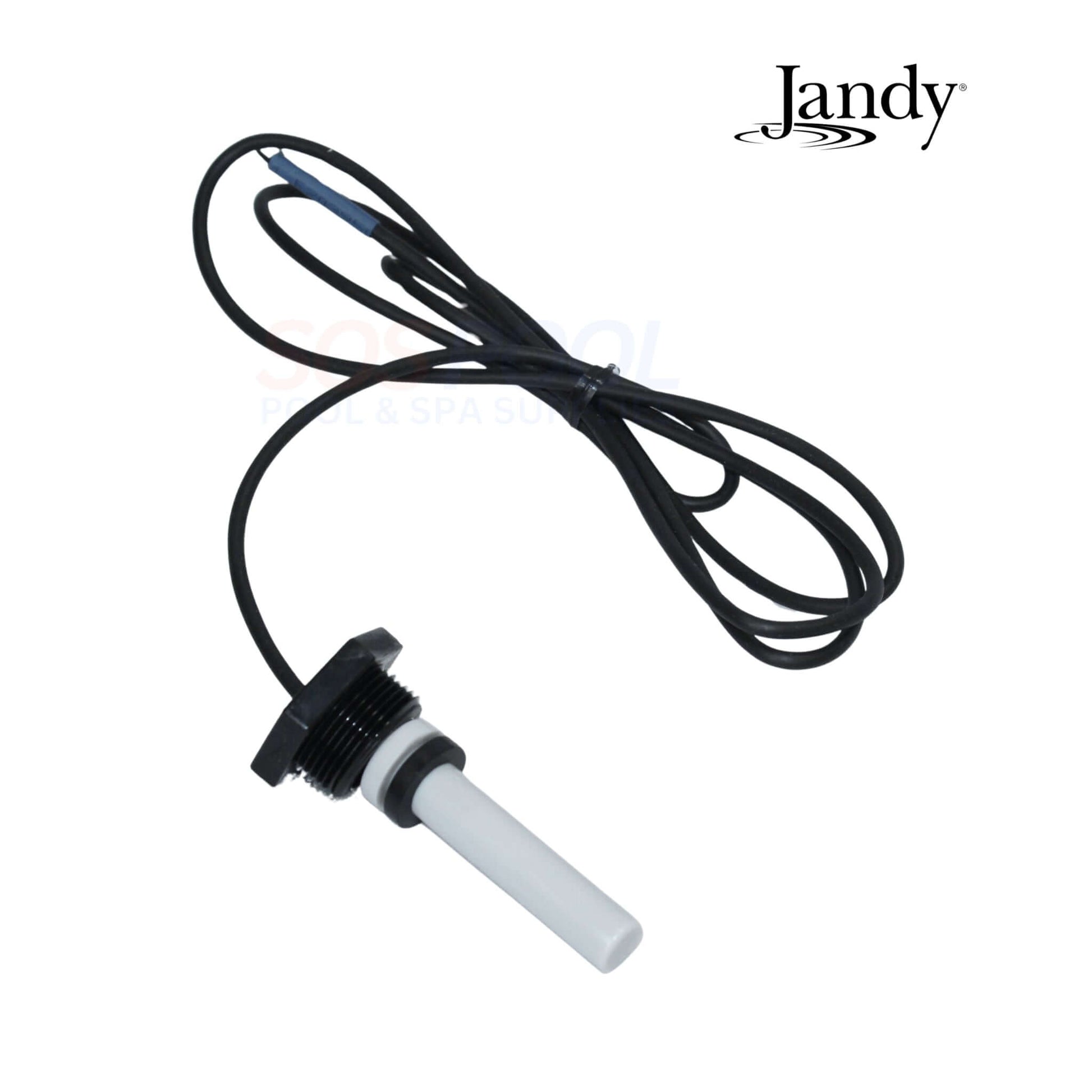 Jandy Temperature Sensor Kit R0456502 with black inlet thermistor and cable, designed for JXiQ heaters, ideal for SOS pool supplies.