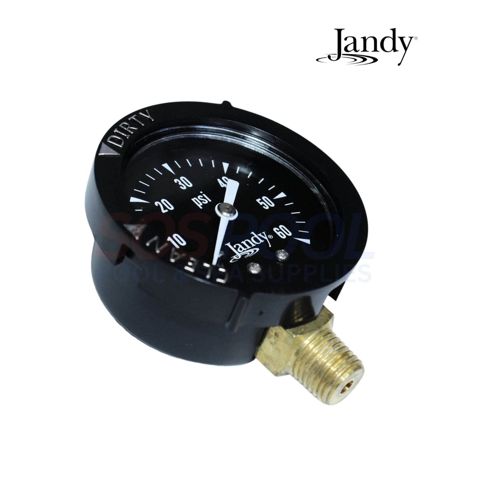Jandy pressure gauge for pool filtration, measuring psi for optimal performance, compatible with SOS Pool products.
