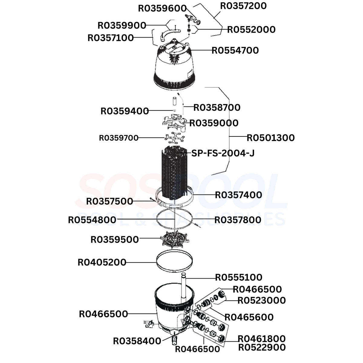 Jandy DEV48 & DEL48 Filter Diagram & Part List
