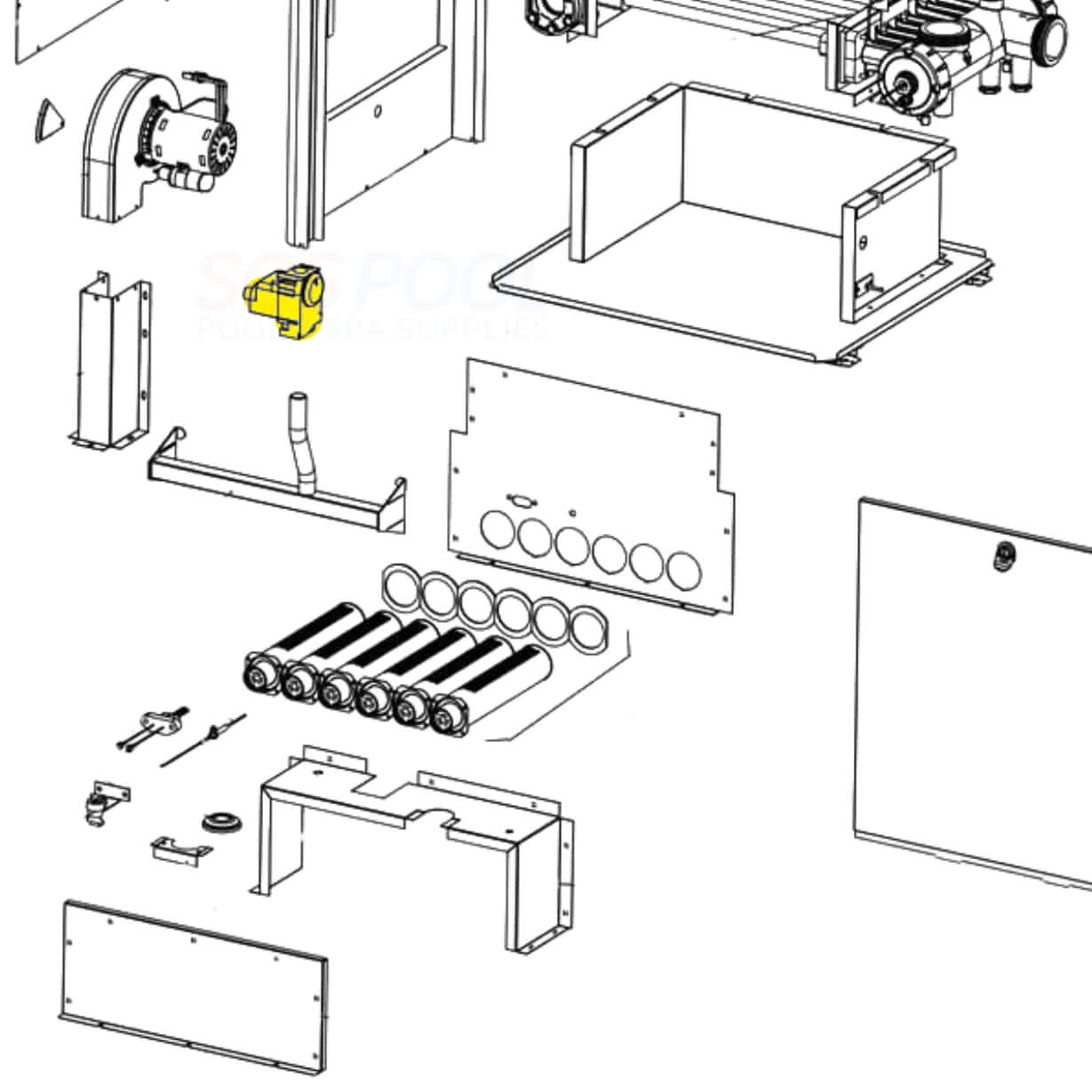 Exploded view of Jandy Gas Valve R0455200 parts with street elbow for LXi heaters | SOS Pool