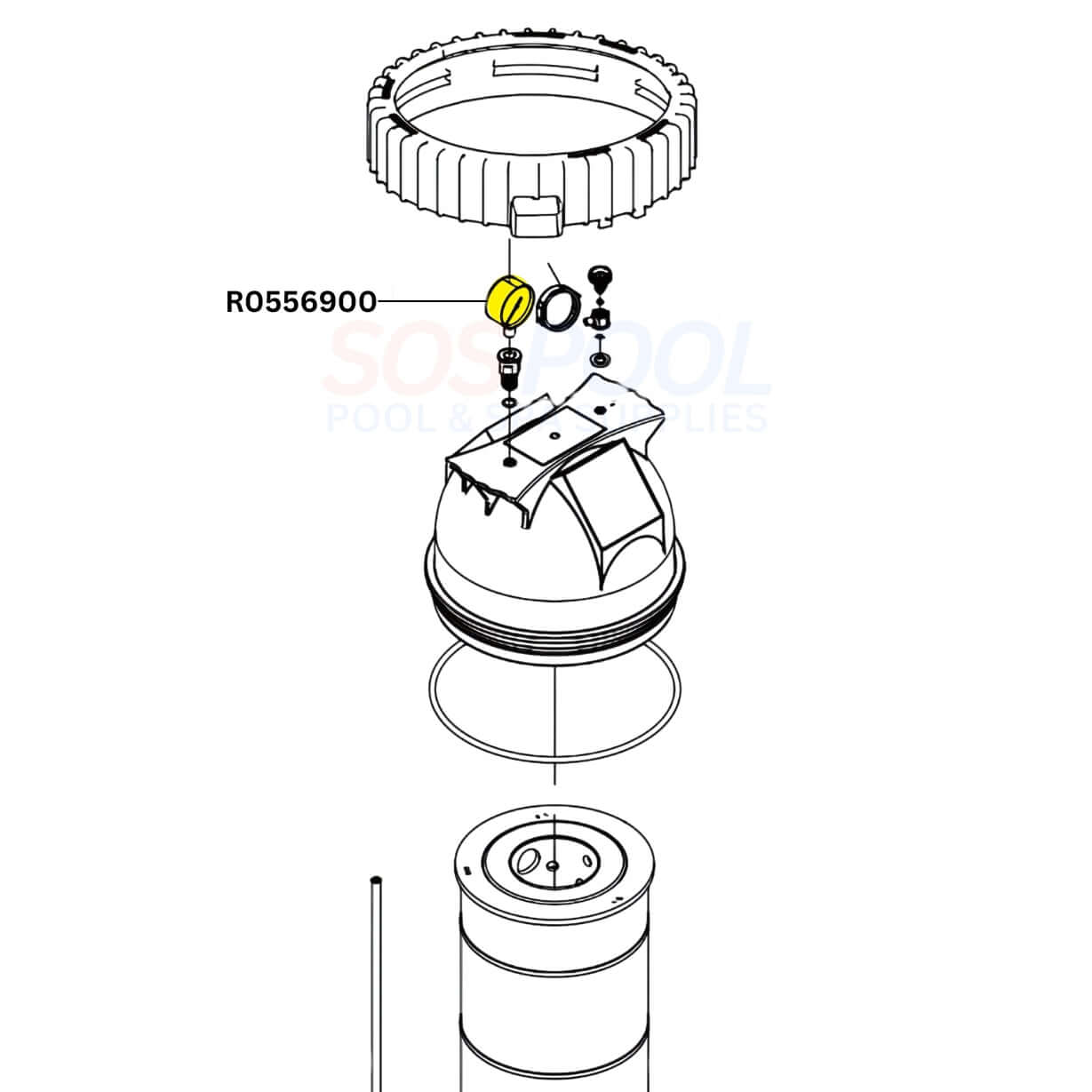 Jandy Pressure Gauge R0556900 diagram for CS and CJ Series Filters, 0-60 PSI by SOS Pool.