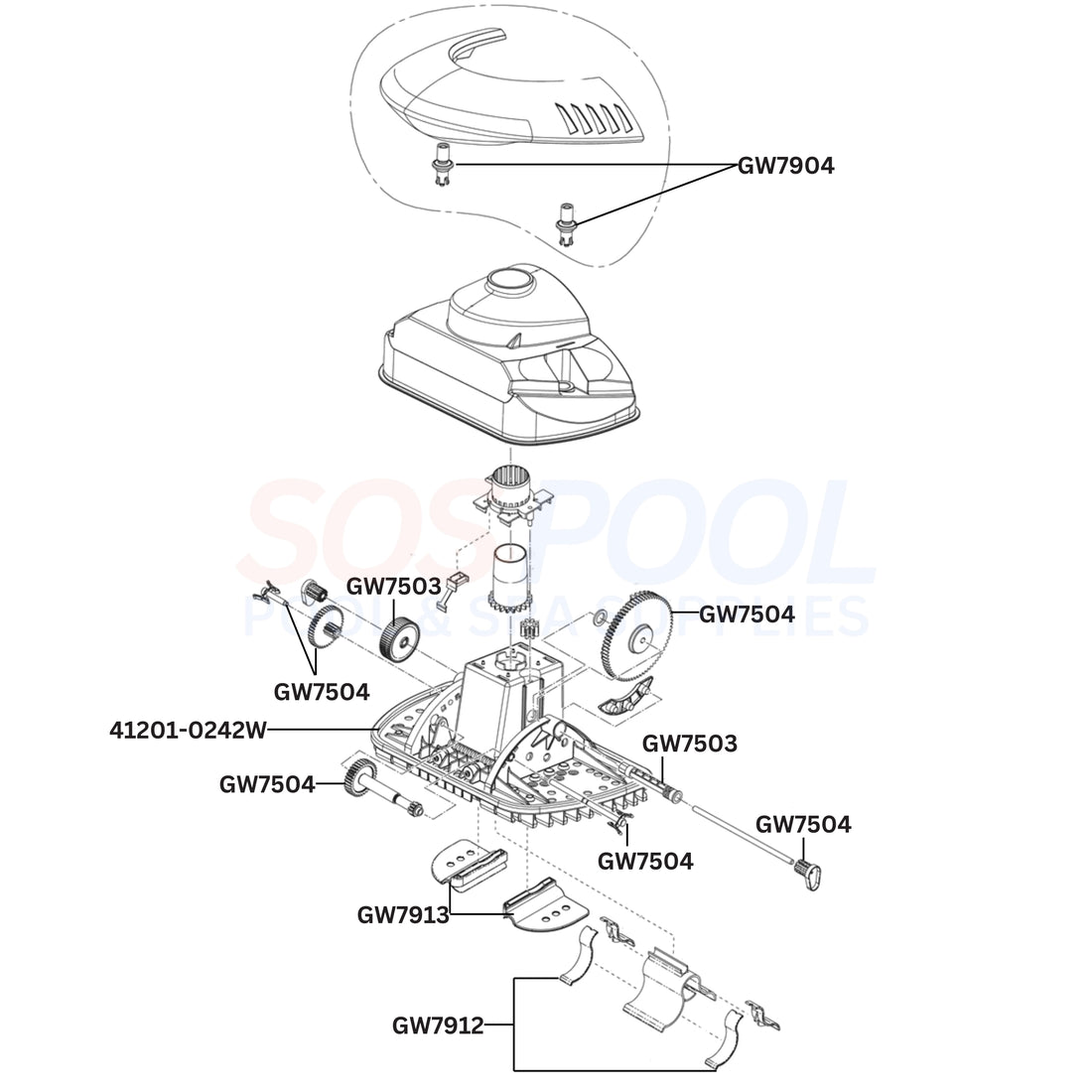Kreepy Krauly SandShark Inground Cleaner Diagram & Part List