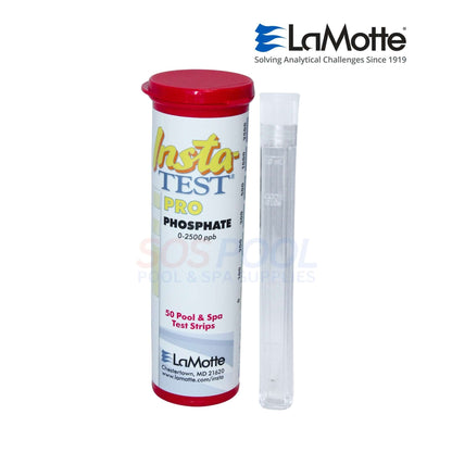 LaMotte Insta-Test Low Range Phosphate Test Strips | 50 Strips | 3021-H-6 in moisture-resistant container for pool testing.