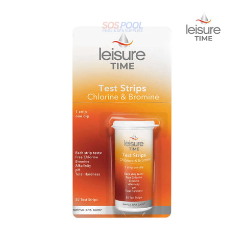 Leisure Time 5-Way Test Strips for Free Chlorine, Bromine, Alkalinity, pH, Total Hardness | SOS Pool Supplies