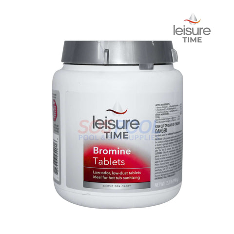 Leisure Time Bromine Tablets 2.2lb for effective spa sanitizing, low-odor, low-dust, ideal for hot tubs and SOS Pool.